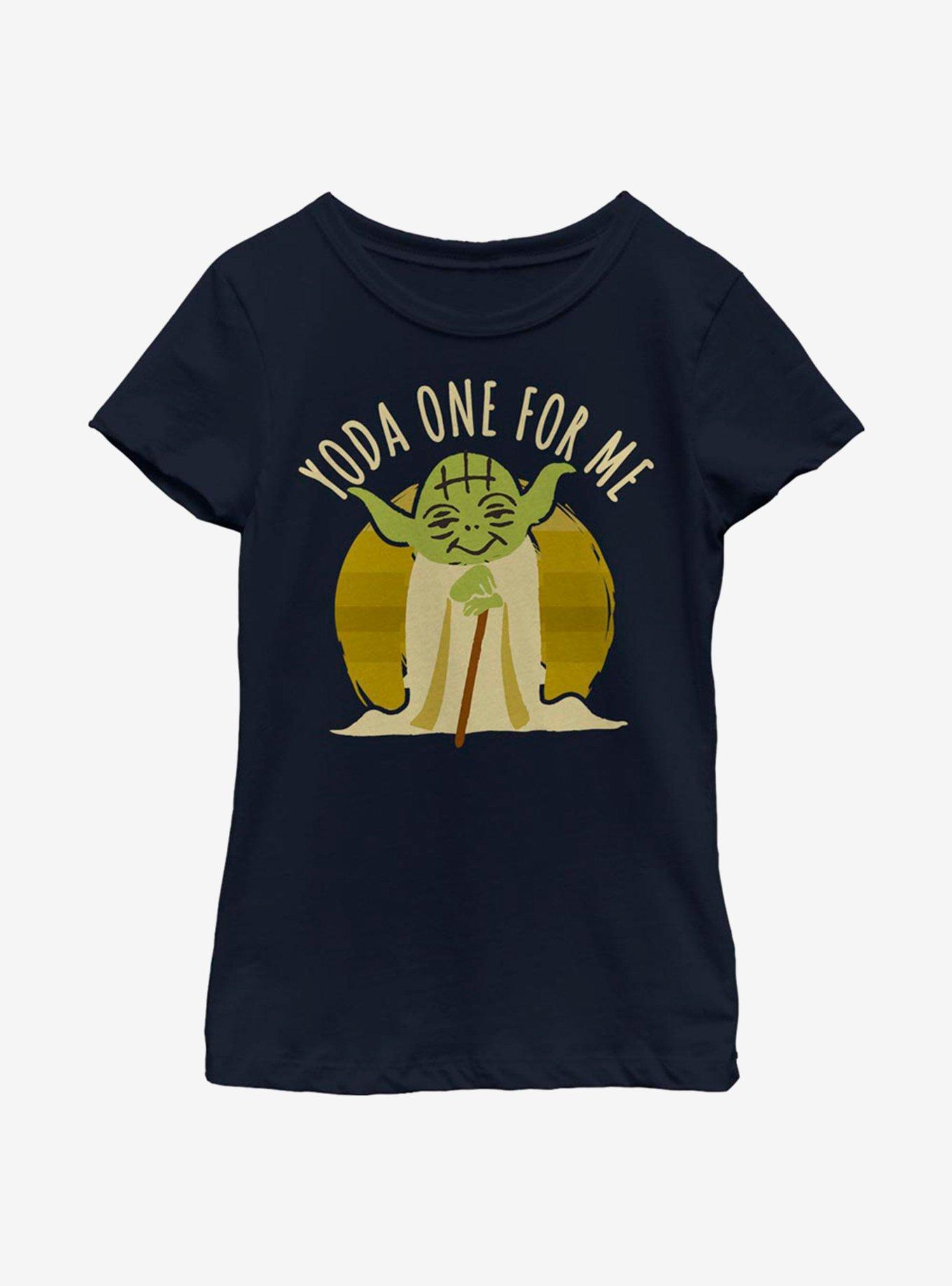 Star Wars Yoda One For Me Circle Youth Girls T-Shirt, NAVY, hi-res view 1