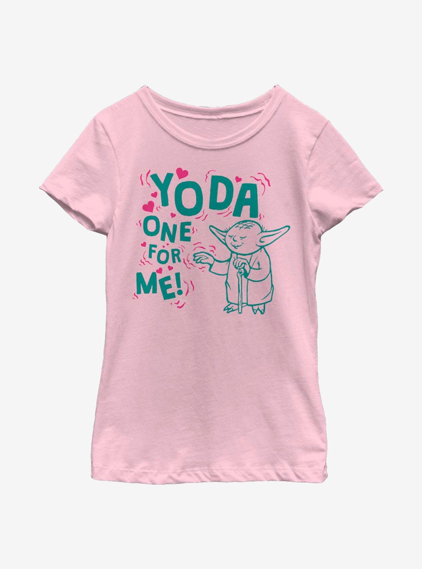 Star Wars Yoda One For Me Outline Youth Girls T-Shirt, PINK, hi-res