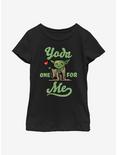 Star Wars Yoda One For Me Tiny Heart Youth Girls T-Shirt, BLACK, hi-res