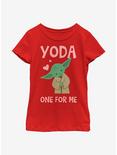Star Wars Yoda One For Me Yoda Cute Youth Girls T-Shirt, RED, hi-res