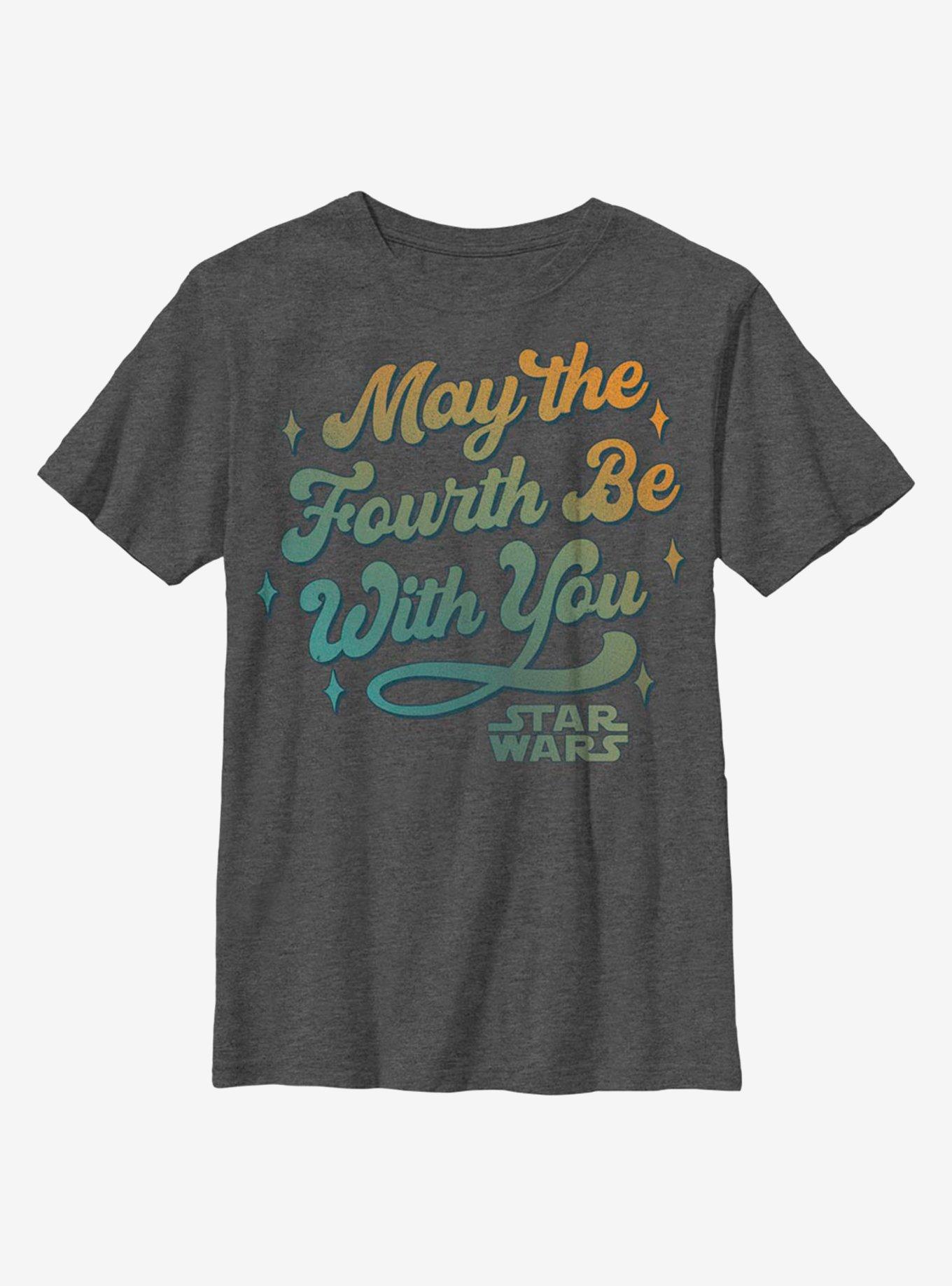 Star Wars May The Fourth Be With You Youth T-Shirt, CHAR HTR, hi-res