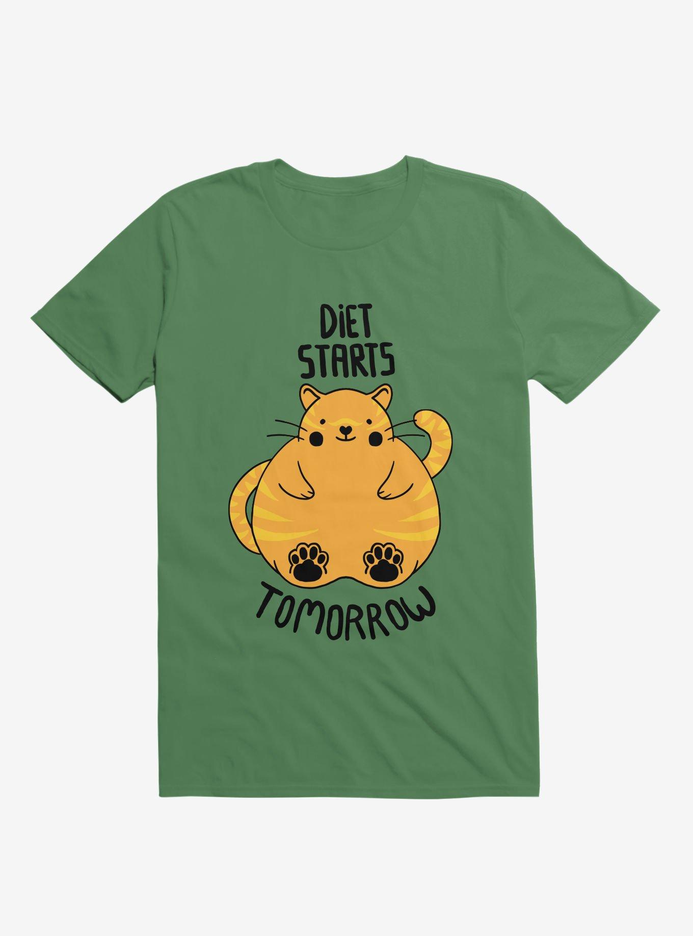 Diet Starts Tomorrow Cat T-Shirt, KELLY GREEN, hi-res