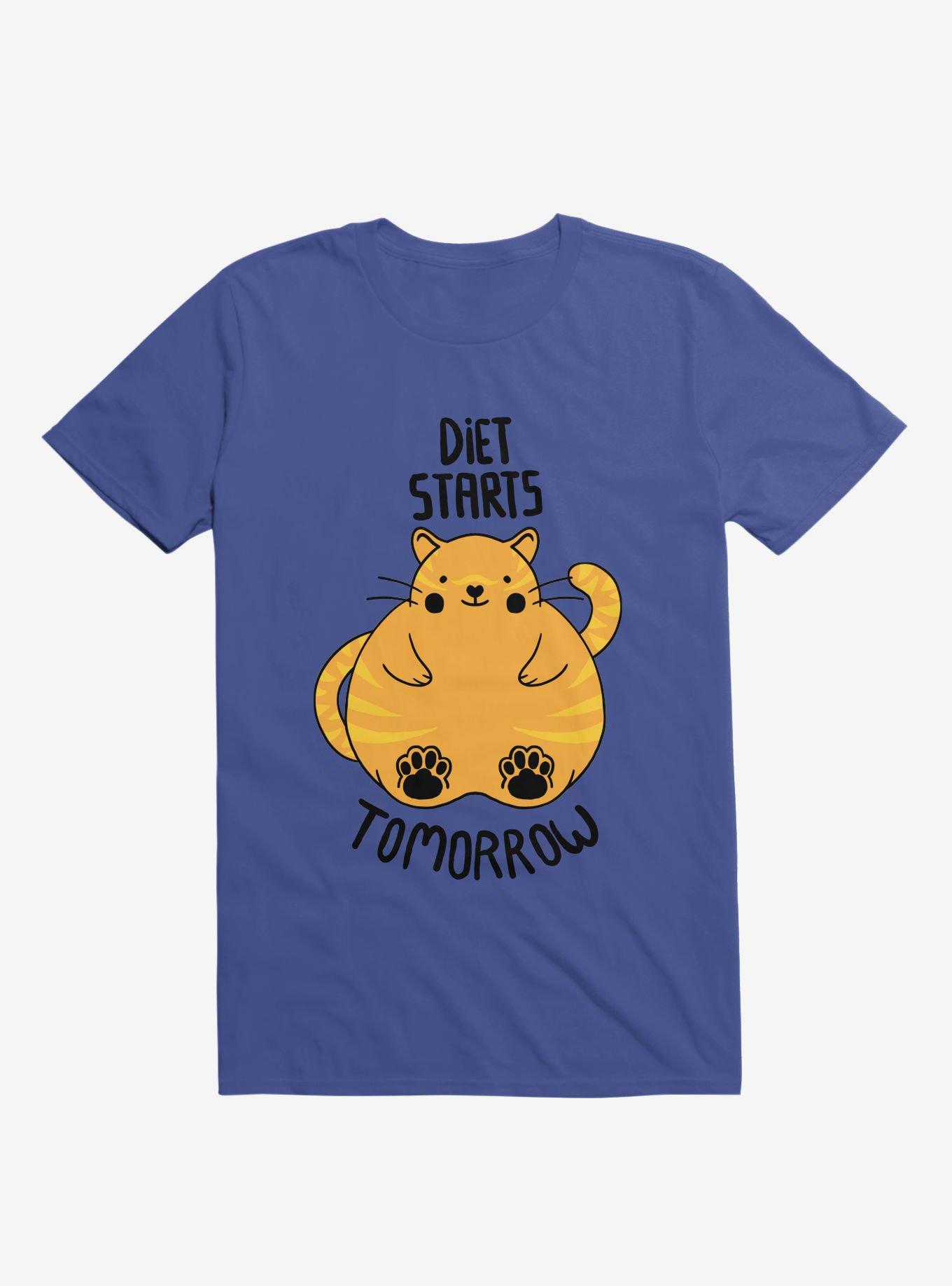 Diet Starts Tomorrow Cat T-Shirt, ROYAL, hi-res