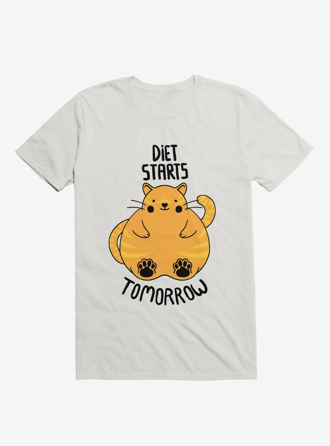 Diet Starts Tomorrow Cat T-Shirt, WHITE, hi-res