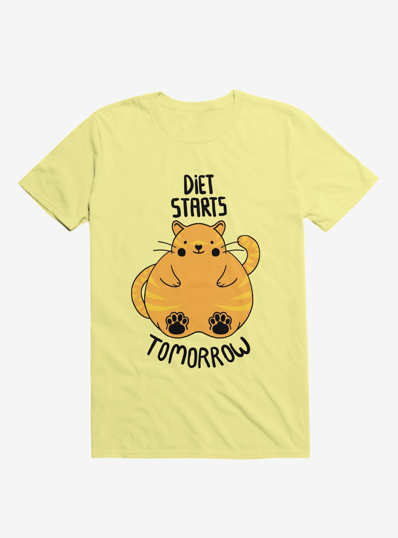 Diet Starts Tomorrow Cat T-Shirt, CORN SILK, hi-res