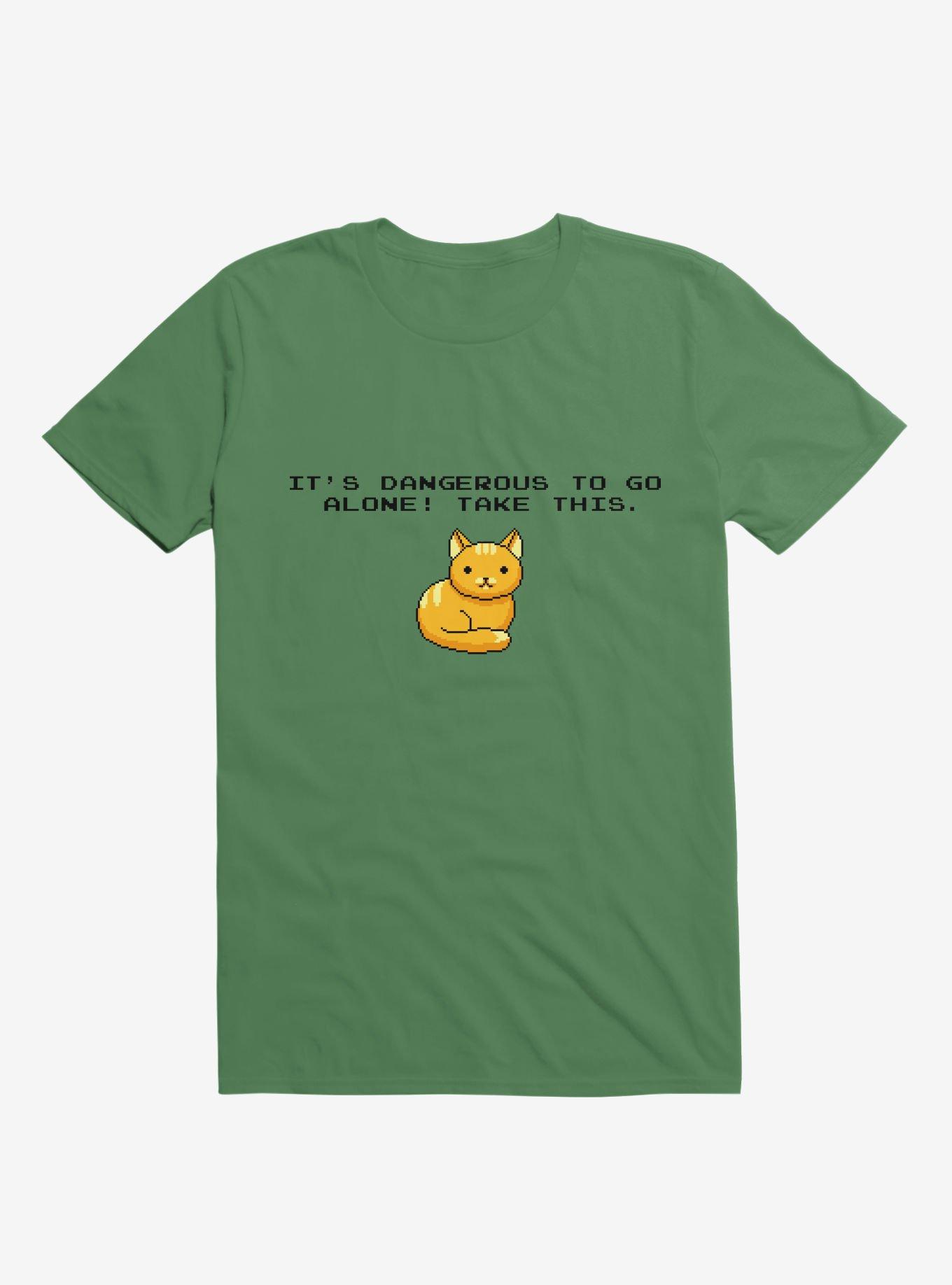 It's Dangerous To Go Alone, Take This! Cat T-Shirt, KELLY GREEN, hi-res