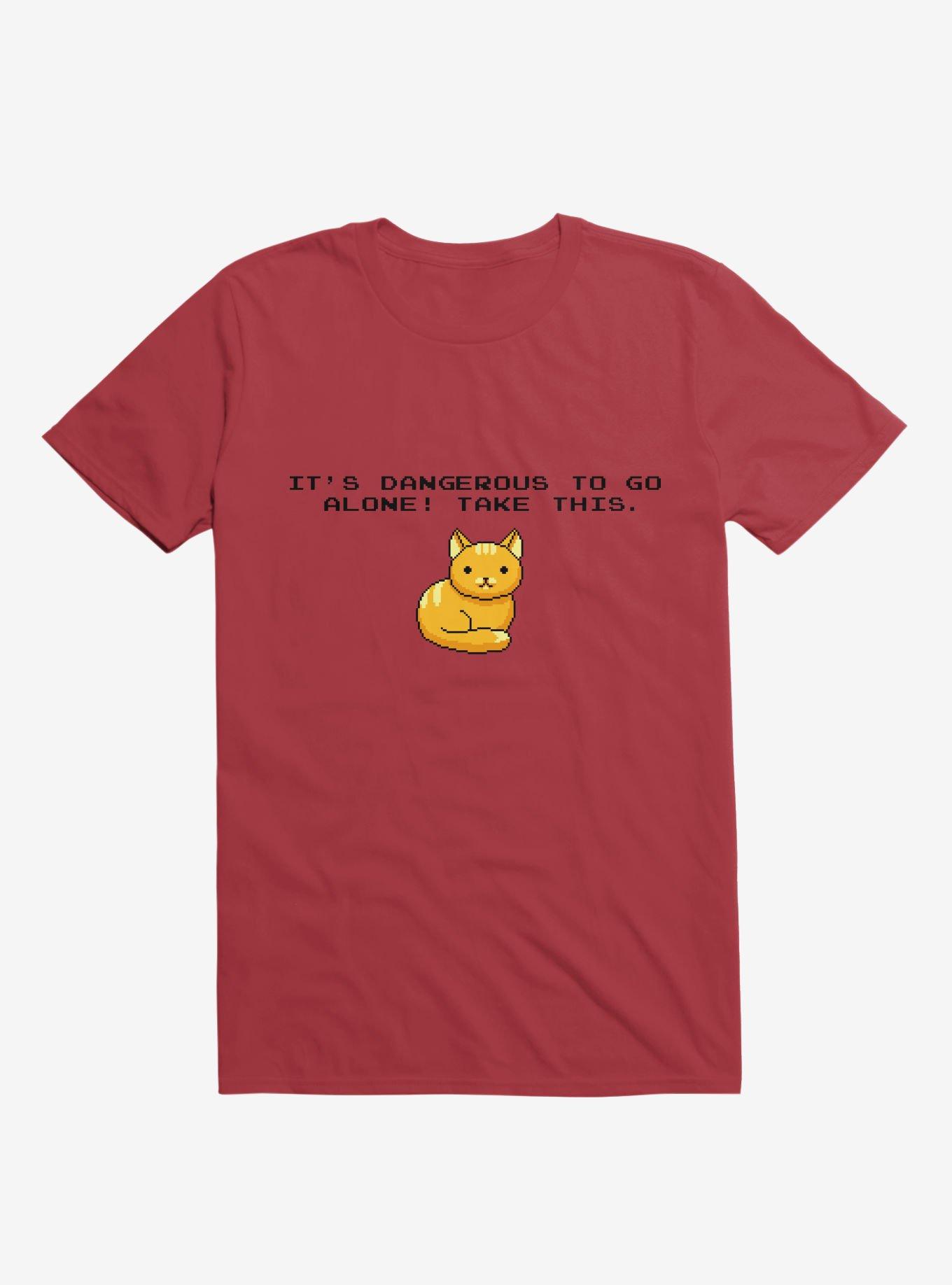 It's Dangerous To Go Alone, Take This! Cat T-Shirt, RED, hi-res