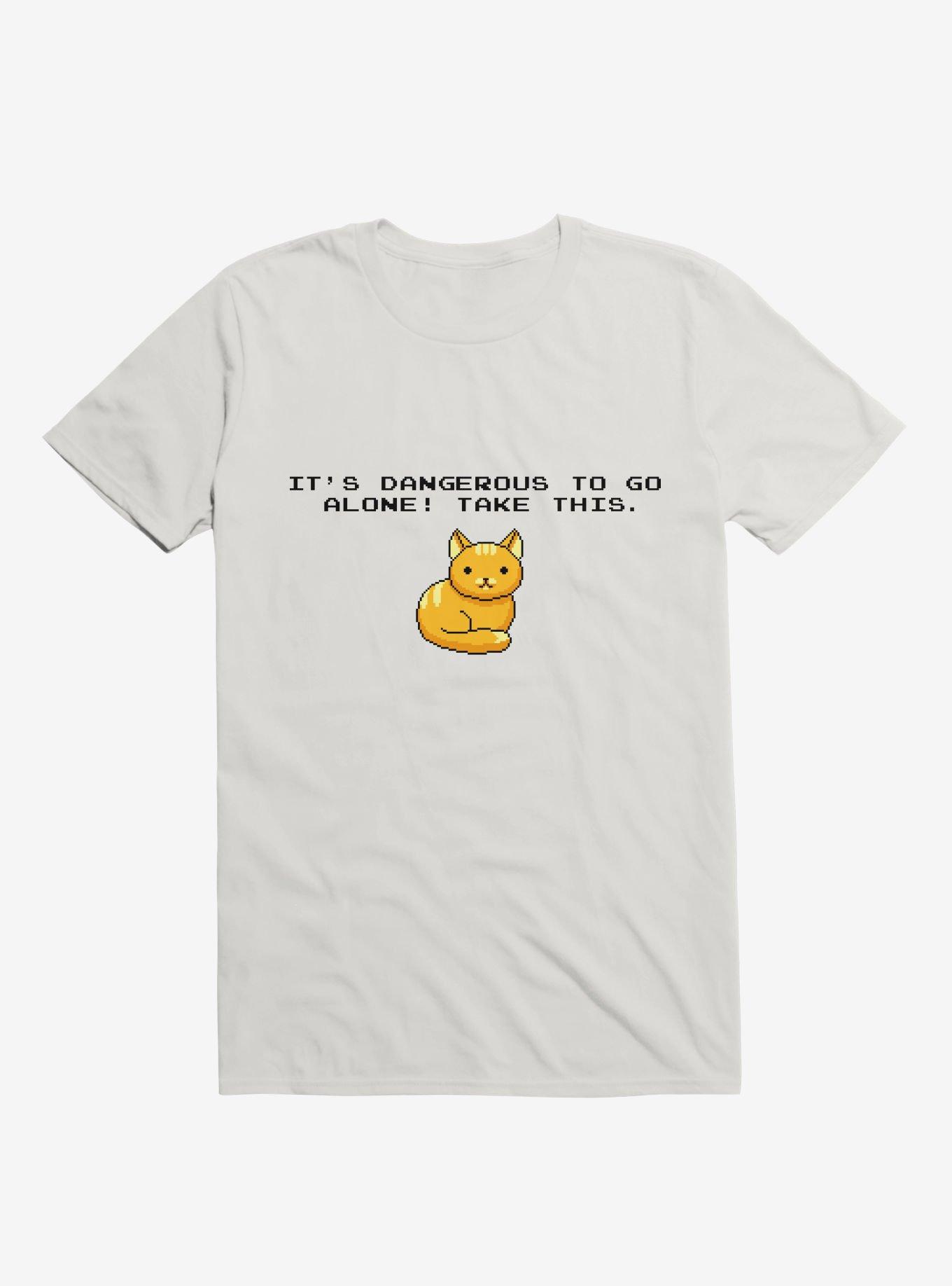 It's Dangerous To Go Alone, Take This! Cat White T-Shirt, WHITE, hi-res