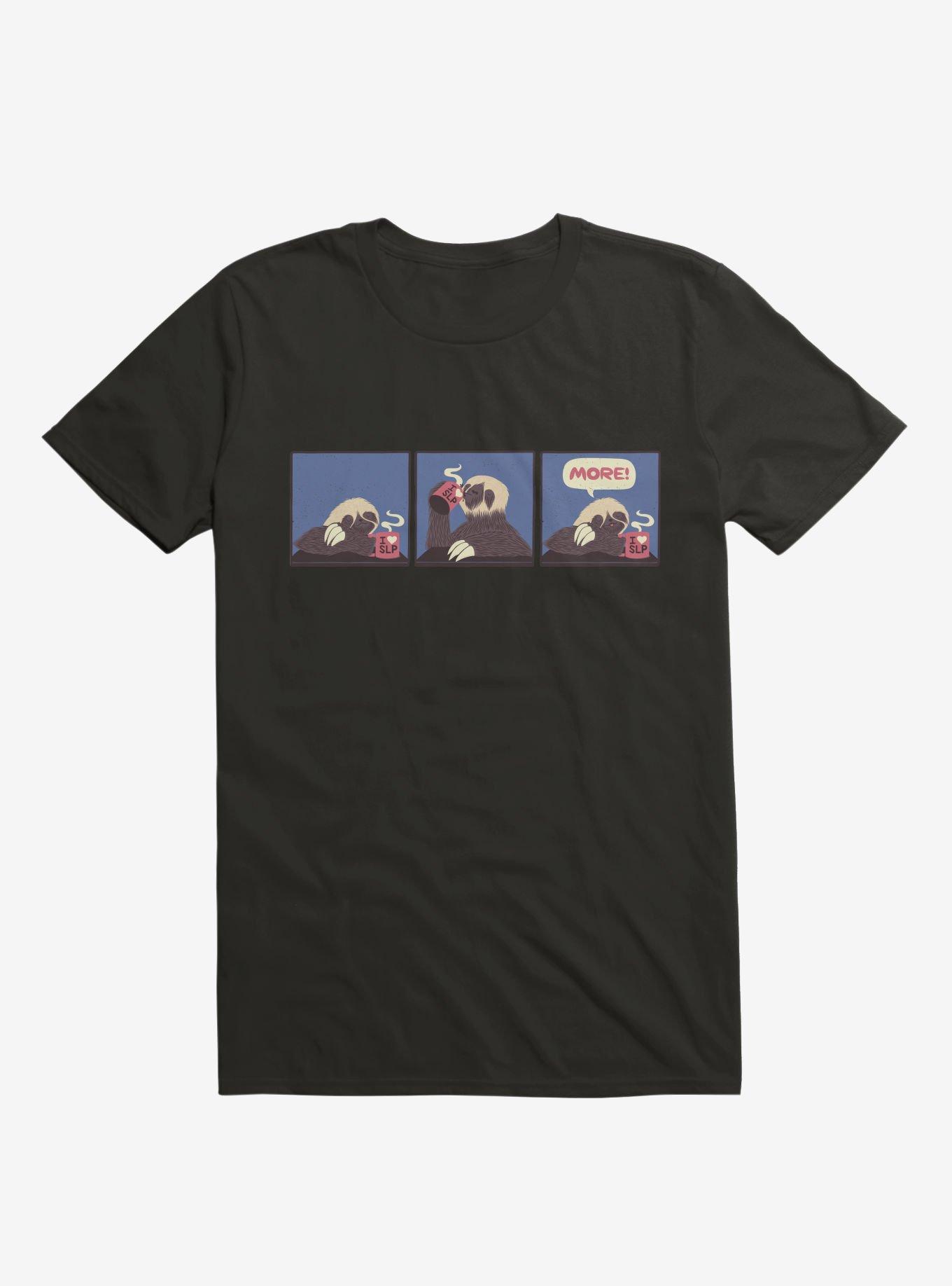 Sloth Coffee More! Comic T-Shirt, BLACK, hi-res
