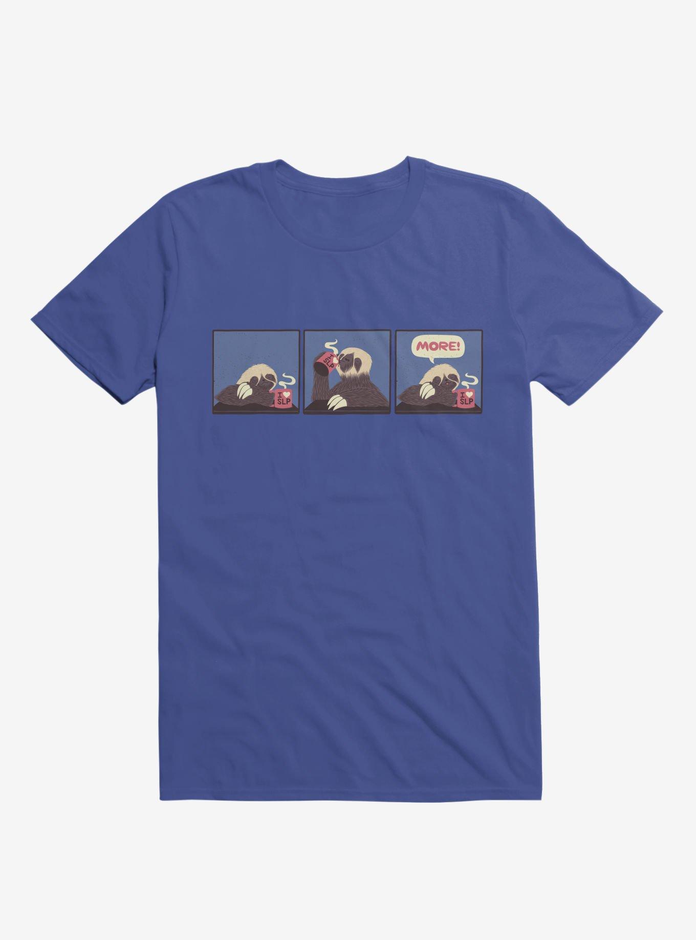 Sloth Coffee More! Comic T-Shirt, ROYAL, hi-res