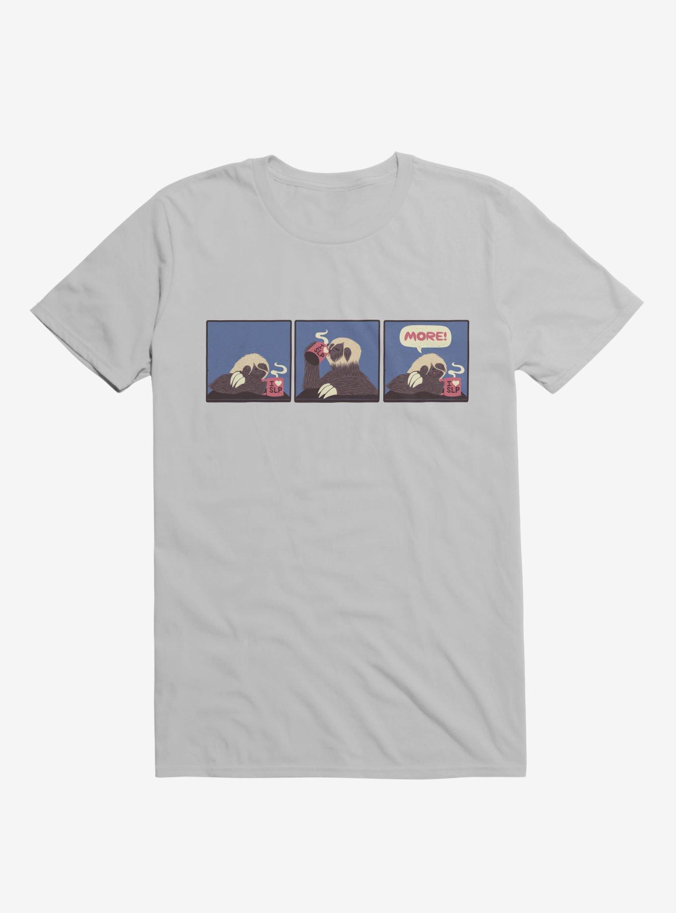 Sloth Coffee More! Comic Ice Grey T-Shirt, ICE GREY, hi-res