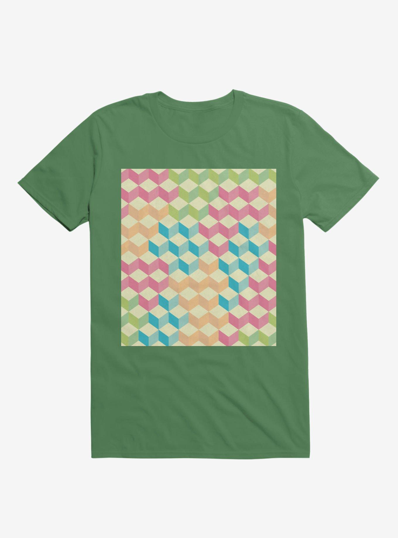 Sugar Cubes Geometric Pattern T-Shirt, KELLY GREEN, hi-res