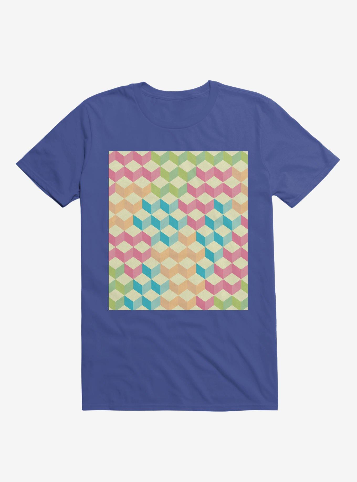 Sugar Cubes Geometric Pattern T-Shirt, ROYAL, hi-res