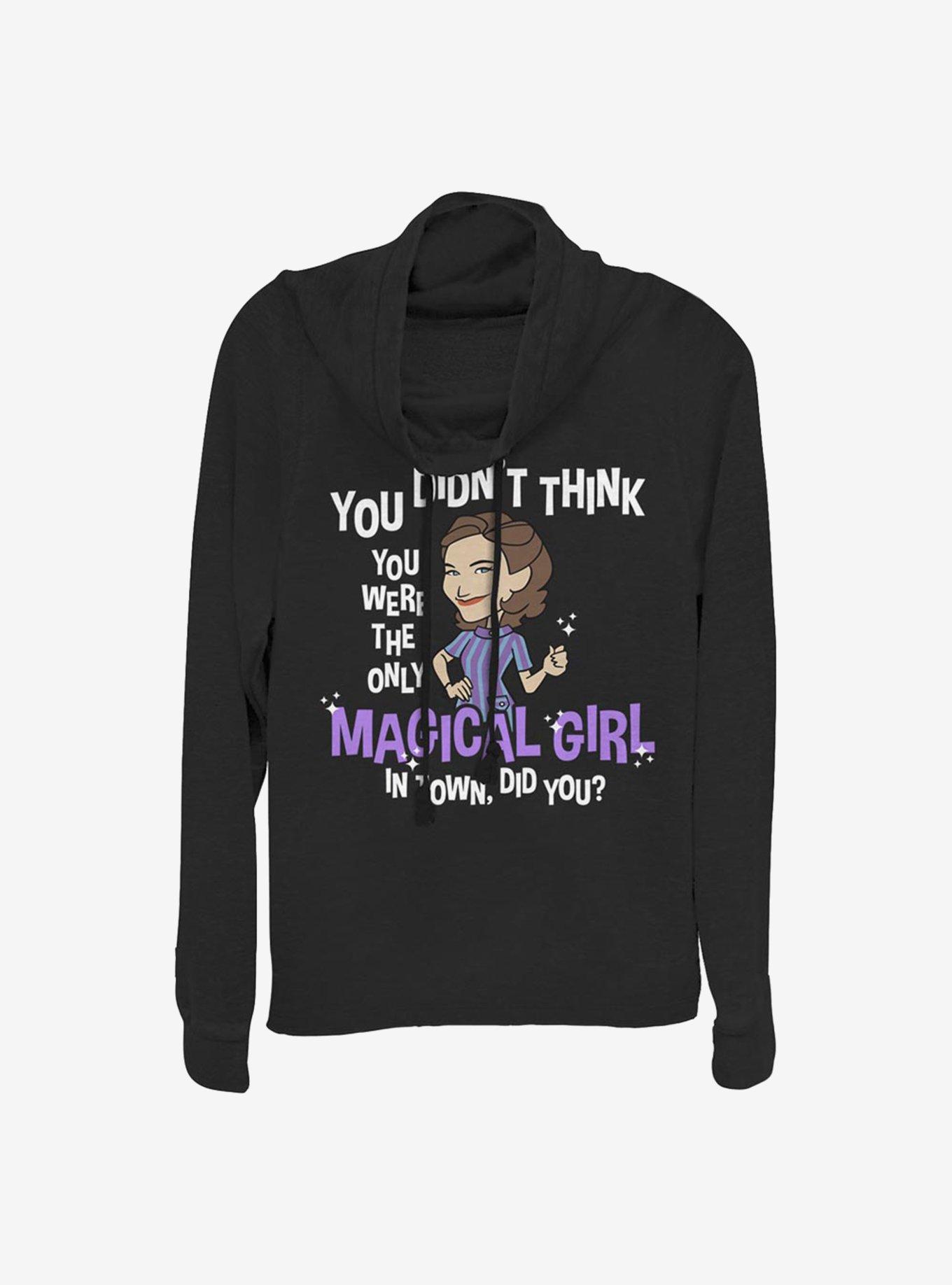Marvel WandaVision Magical Girl Agatha Cowlneck Long-Sleeve Girls Top, BLACK, hi-res