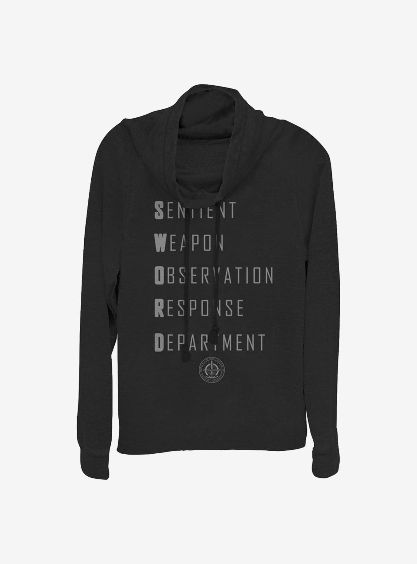 Marvel WandaVision S.W.O.R.D Acronym Cowlneck Long-Sleeve Girls Top, BLACK, hi-res