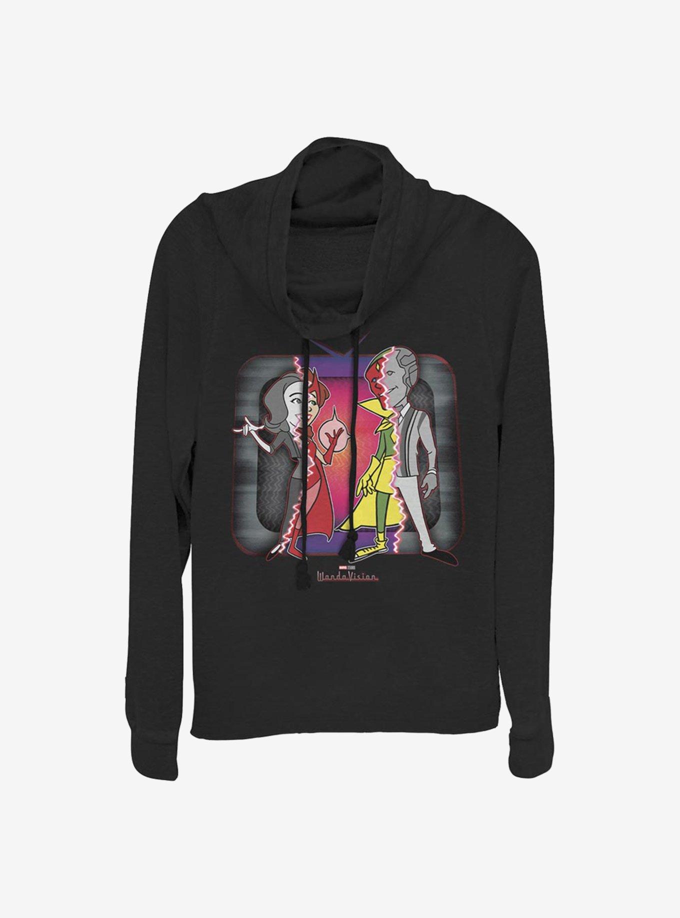 Marvel WandaVision Secrets Cowlneck Long-Sleeve Girls Top, BLACK, hi-res