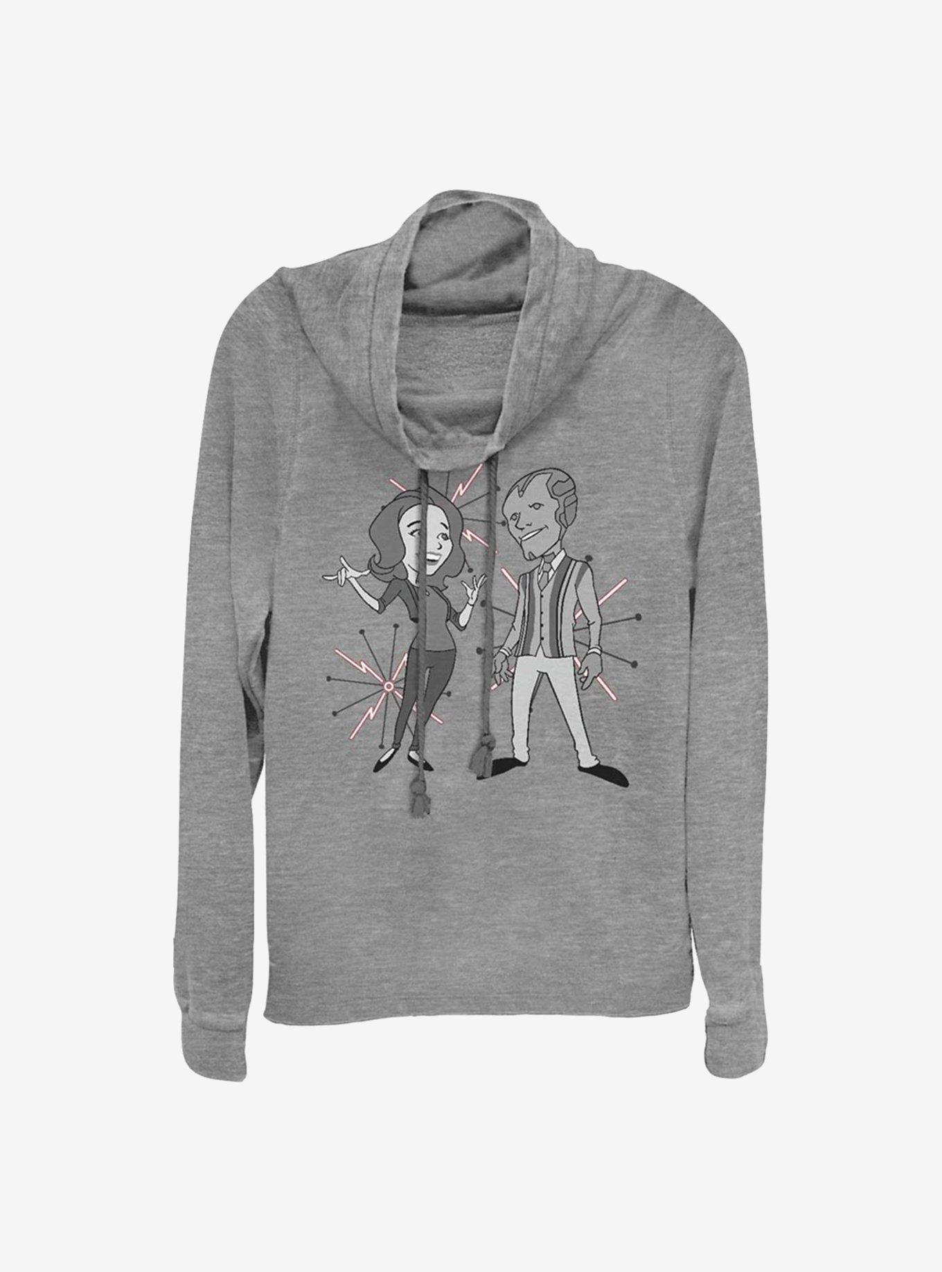Marvel WandaVision The Couple Cowlneck Long-Sleeve Girls Top, GRAY HTR, hi-res