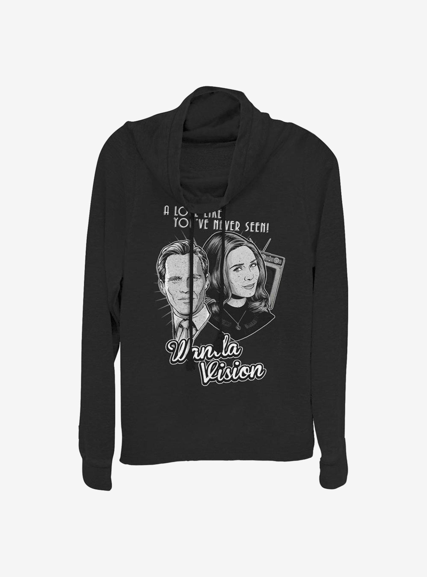 Marvel WandaVision Unseen Love Wanda Cowlneck Long-Sleeve Girls Top, BLACK, hi-res