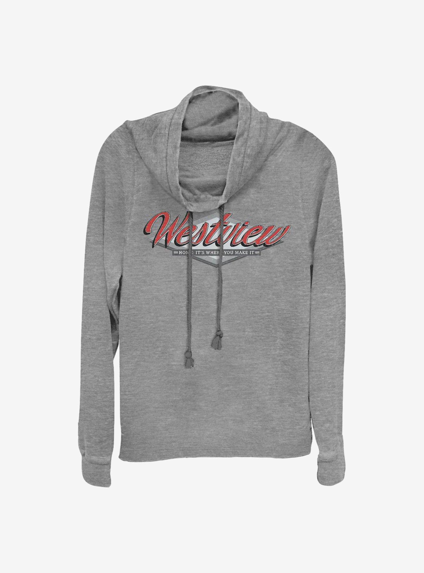 Marvel WandaVision Westview Cowlneck Long-Sleeve Girls Top, GRAY HTR, hi-res
