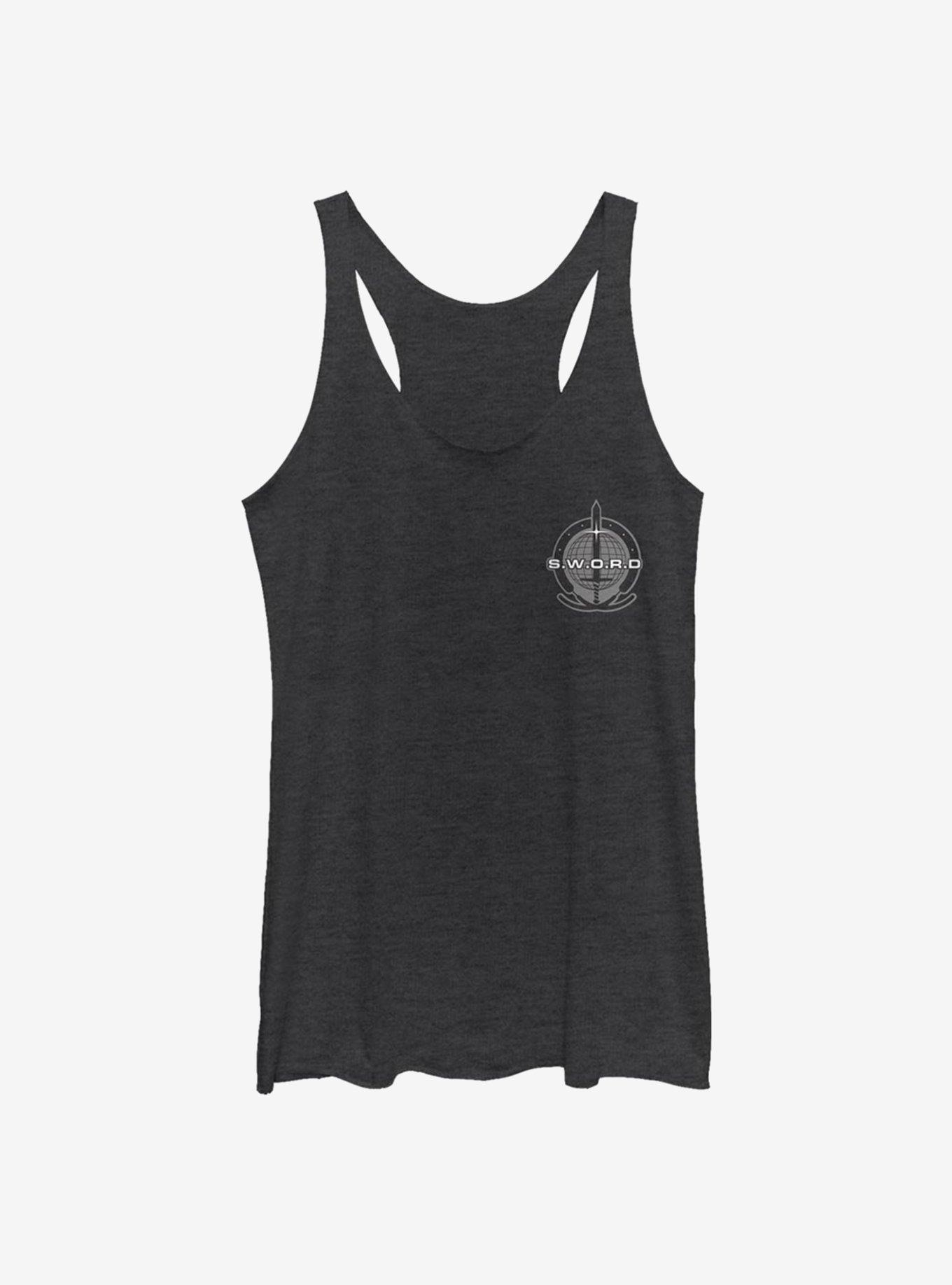 Marvel WandaVision Logo S.W.O.R.D Girls Tank, BLK HTR, hi-res
