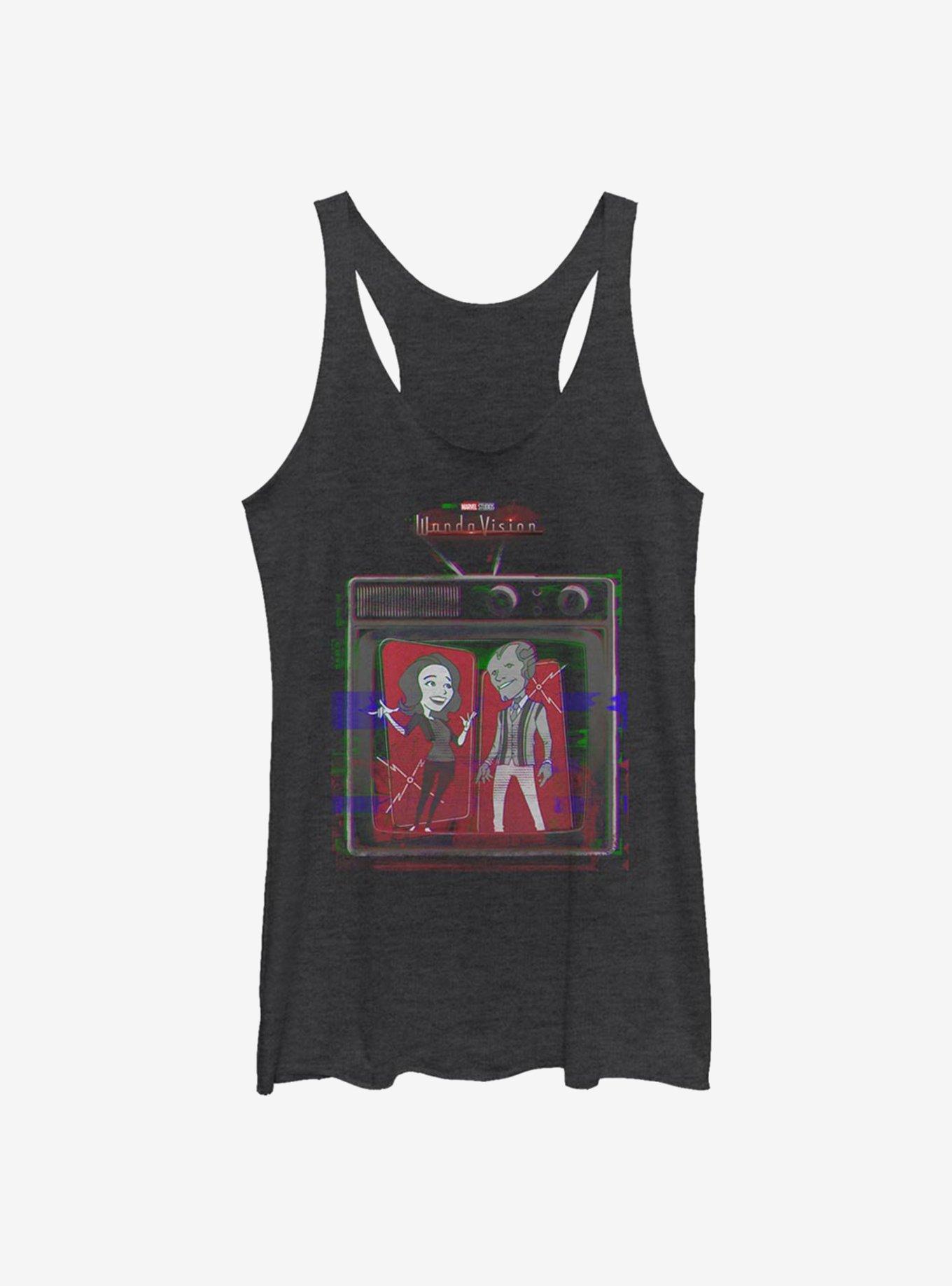 Marvel WandaVision Retro Television Girls Tank, BLK HTR, hi-res