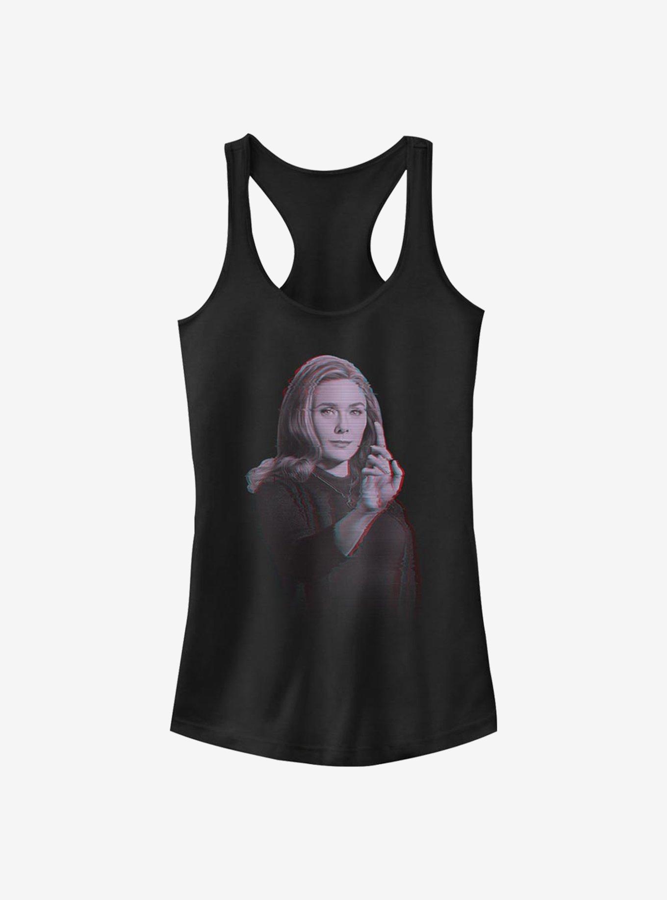 Marvel WandaVision Wanda Video Glitch Overlay Girls Tank, BLACK, hi-res