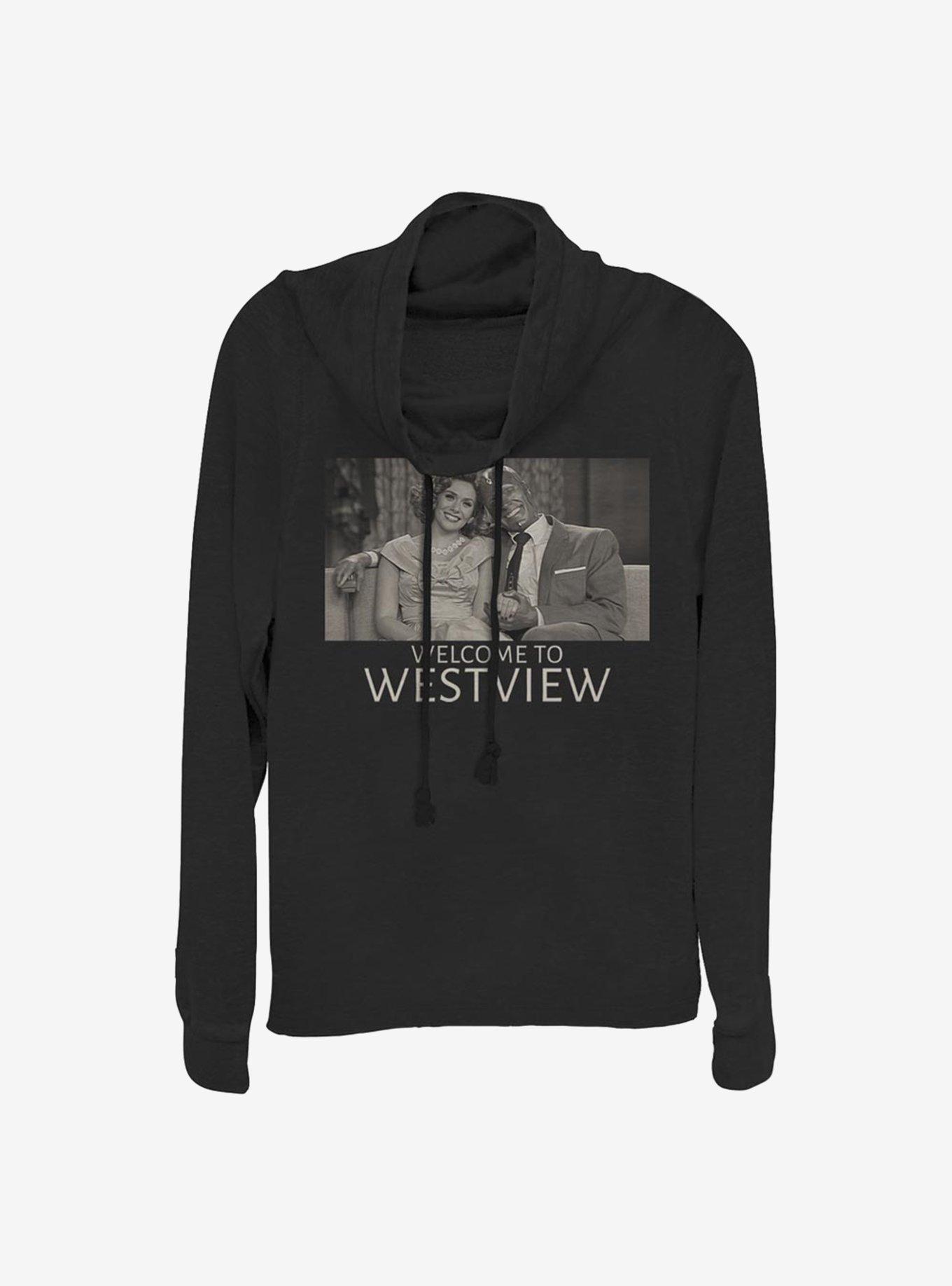 Marvel WandaVision Welcome To Westview Cowlneck Long-Sleeve Girls Top, BLACK, hi-res