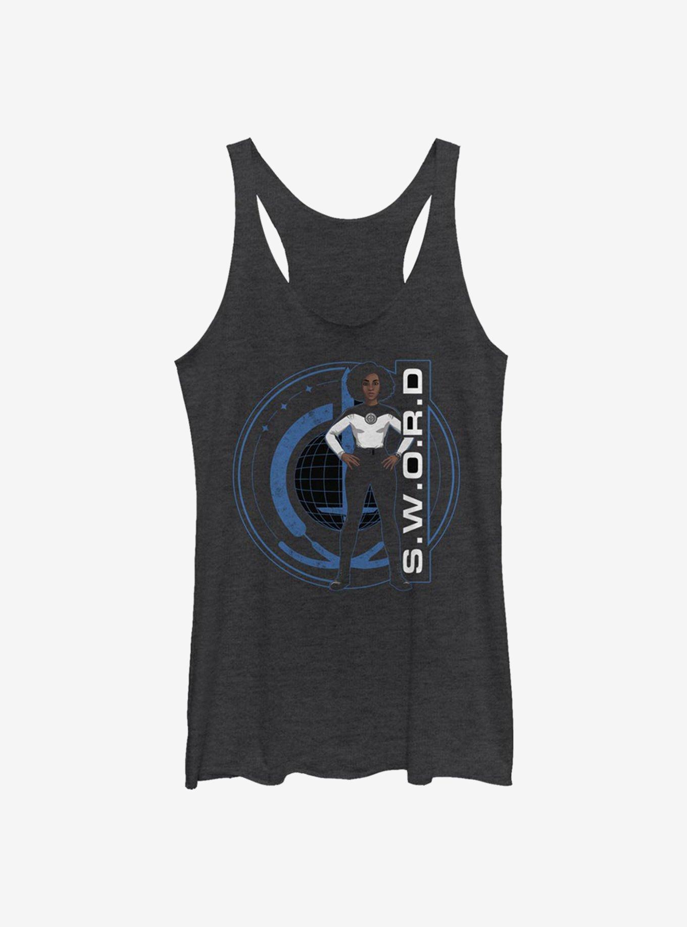 Marvel WandaVision S.W.O.R.D Agent Monica Badge Girls Tank, BLK HTR, hi-res