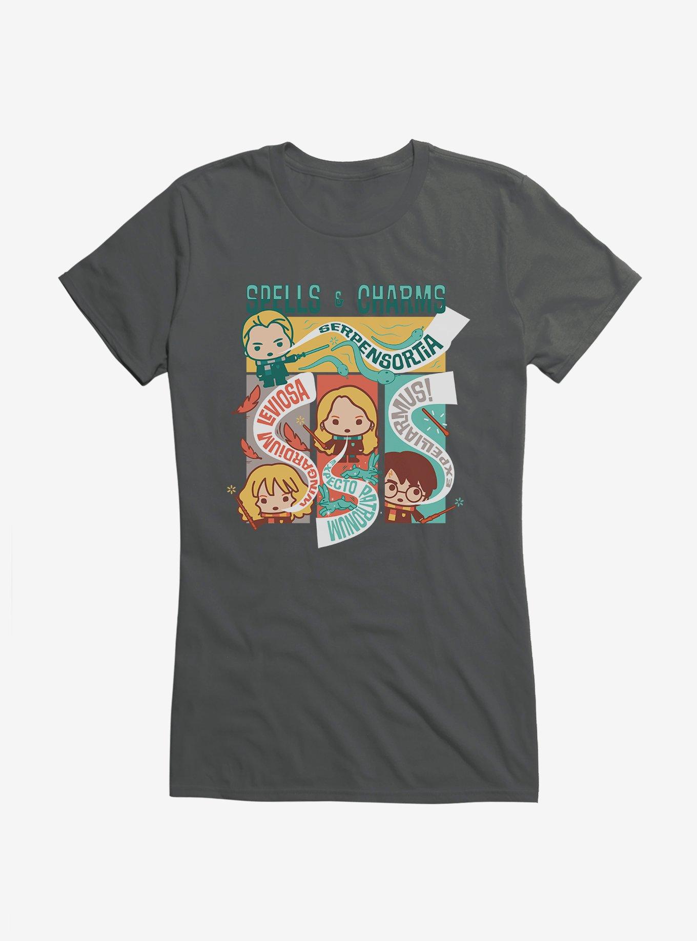 Harry Potter Comic Style Spells And Charms Girls T-Shirt, CHARCOAL, hi-res