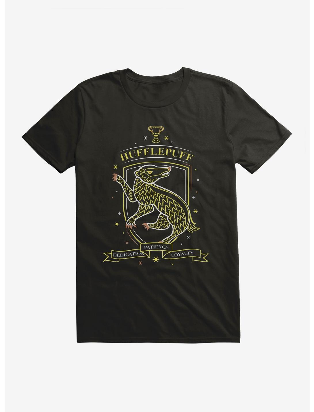 Hary Potter Hufflepuff Sketch Shield T-Shirt, BLACK, hi-res