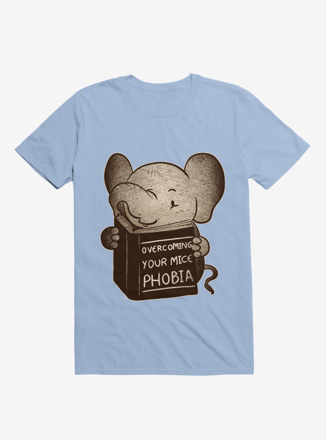 Elephant Overcoming Your Mice Phobia T-Shirt, LIGHT BLUE, hi-res