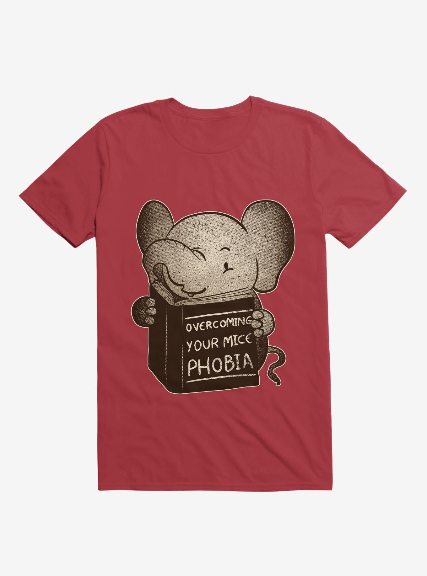 Elephant Overcoming Your Mice Phobia T-Shirt, RED, hi-res