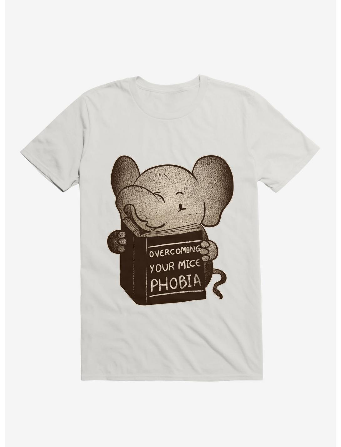 Elephant Overcoming Your Mice Phobia T-Shirt, WHITE, hi-res