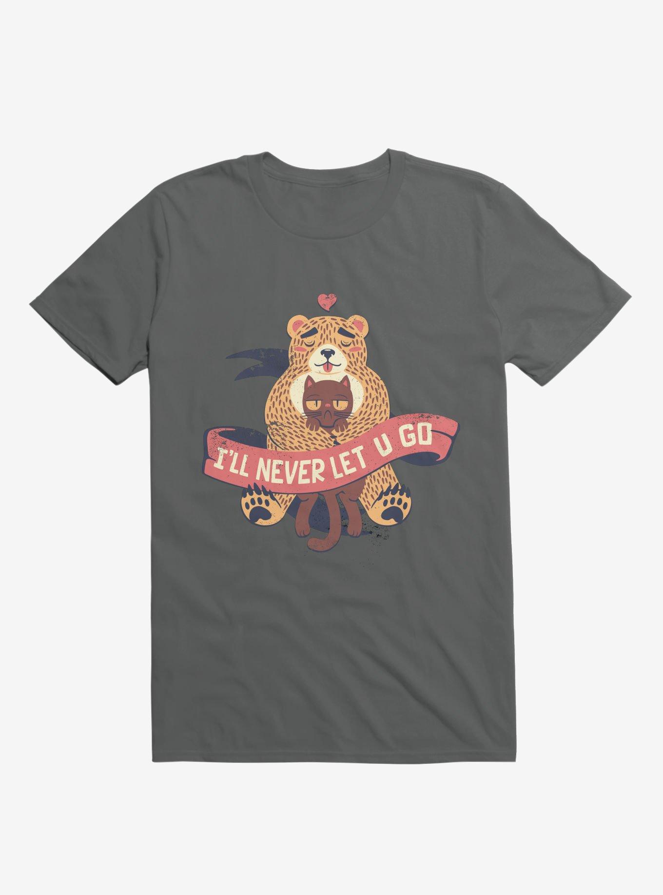 I'll Never Let You Go! Bear Love Cat T-Shirt, CHARCOAL, hi-res
