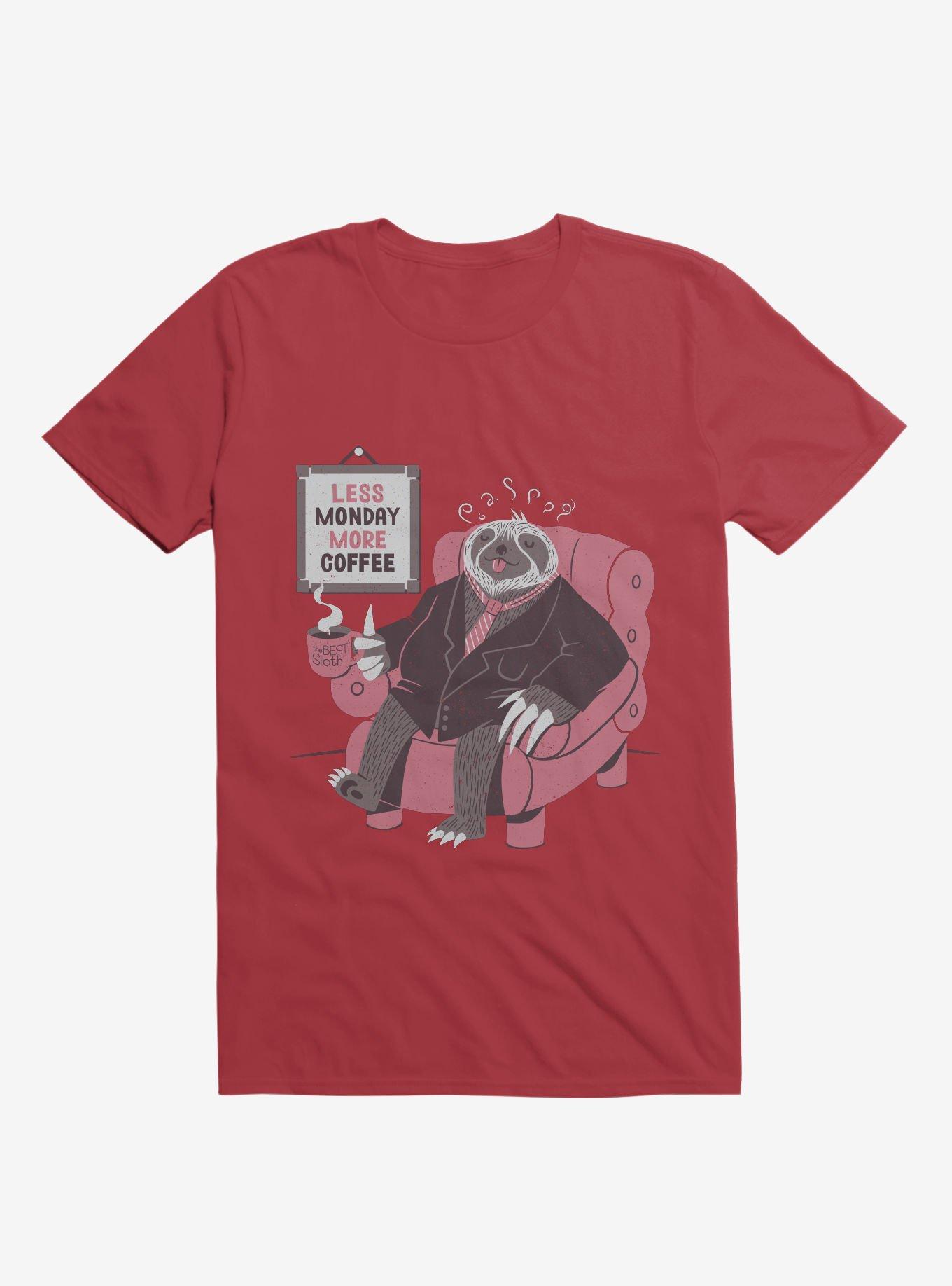 Monday Sloth T-Shirt, RED, hi-res