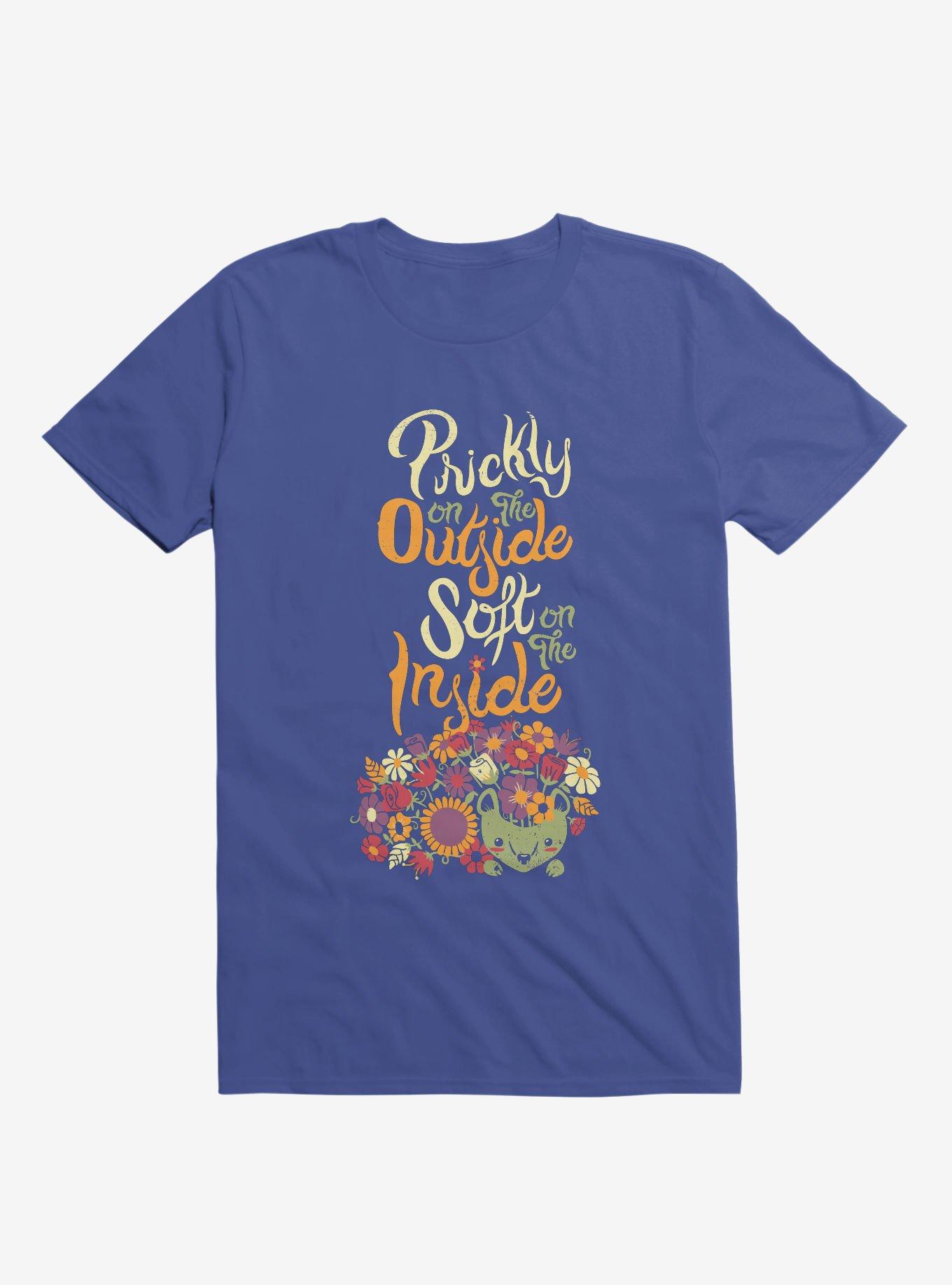 Prickly On The Outside, Soft On The Inside! Hedgehog Flower T-Shirt, ROYAL, hi-res