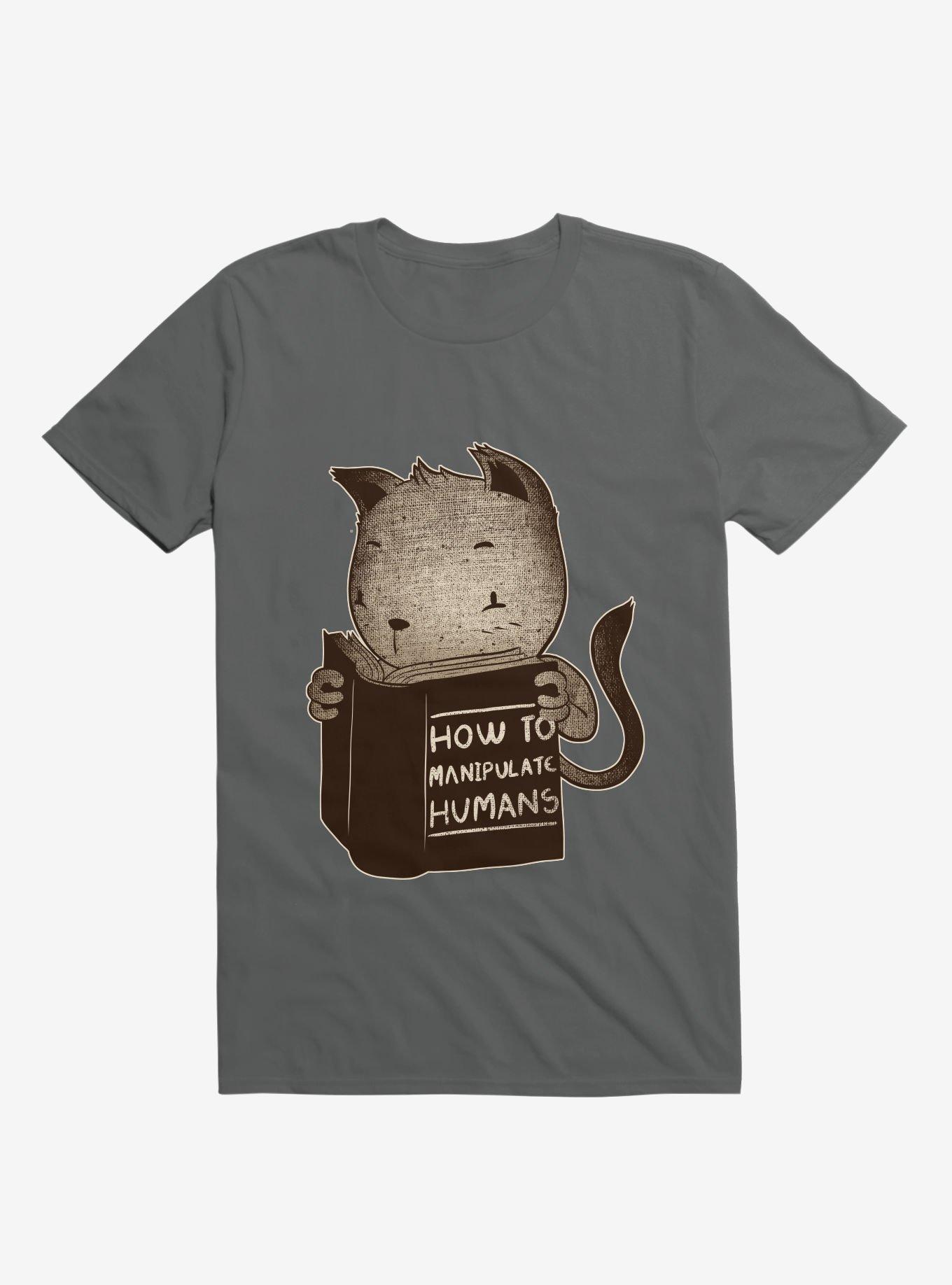 Cat Book: How To Manipulate Humans T-Shirt, CHARCOAL, hi-res