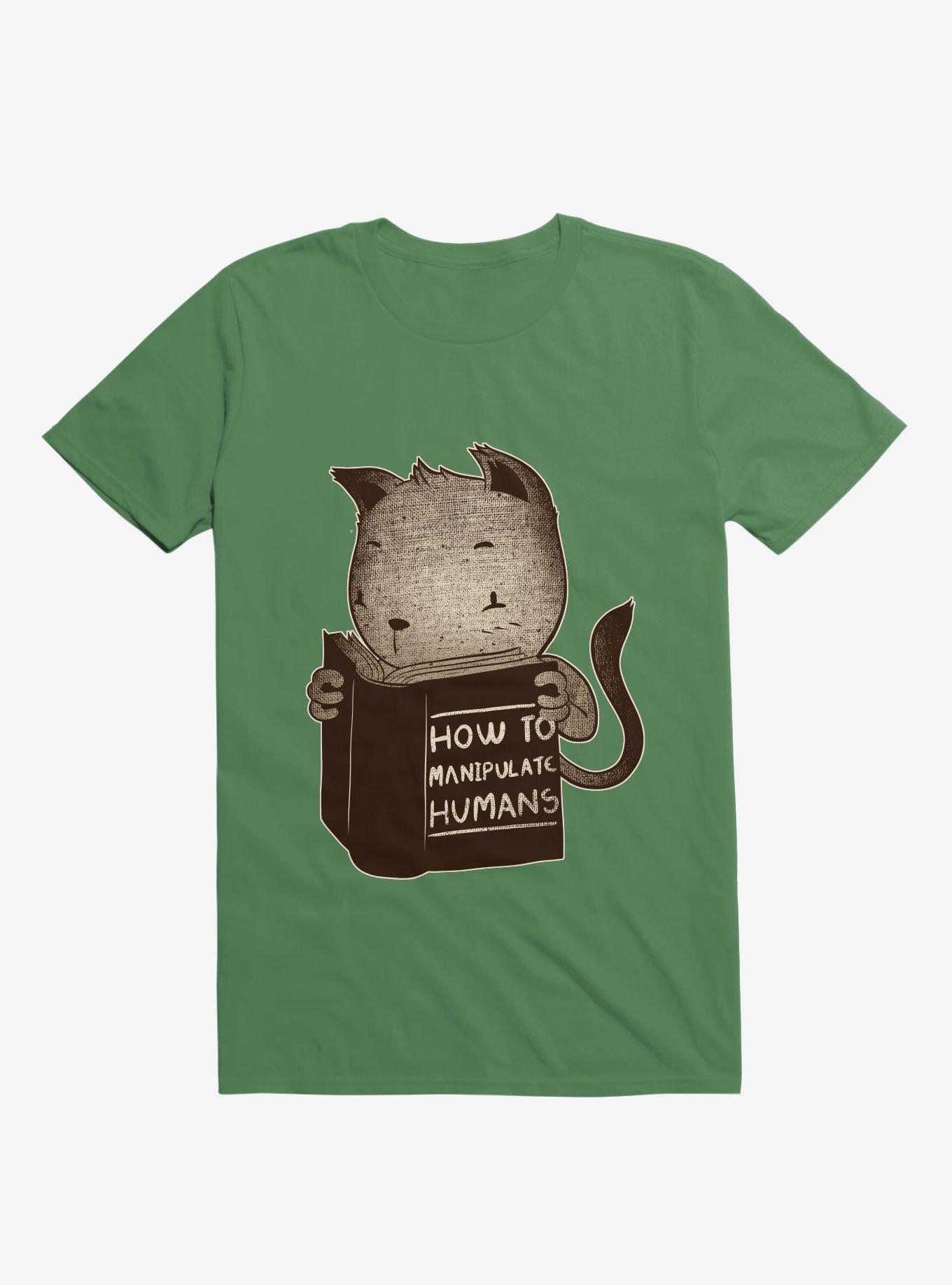 Cat Book: How To Manipulate Humans T-Shirt, KELLY GREEN, hi-res
