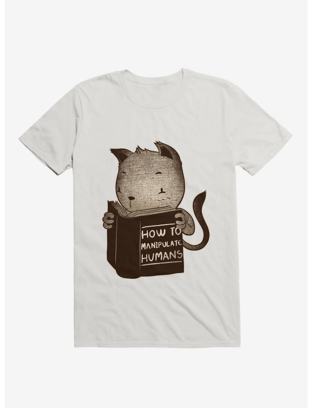 Cat Book: How To Manipulate Humans T-Shirt, WHITE, hi-res