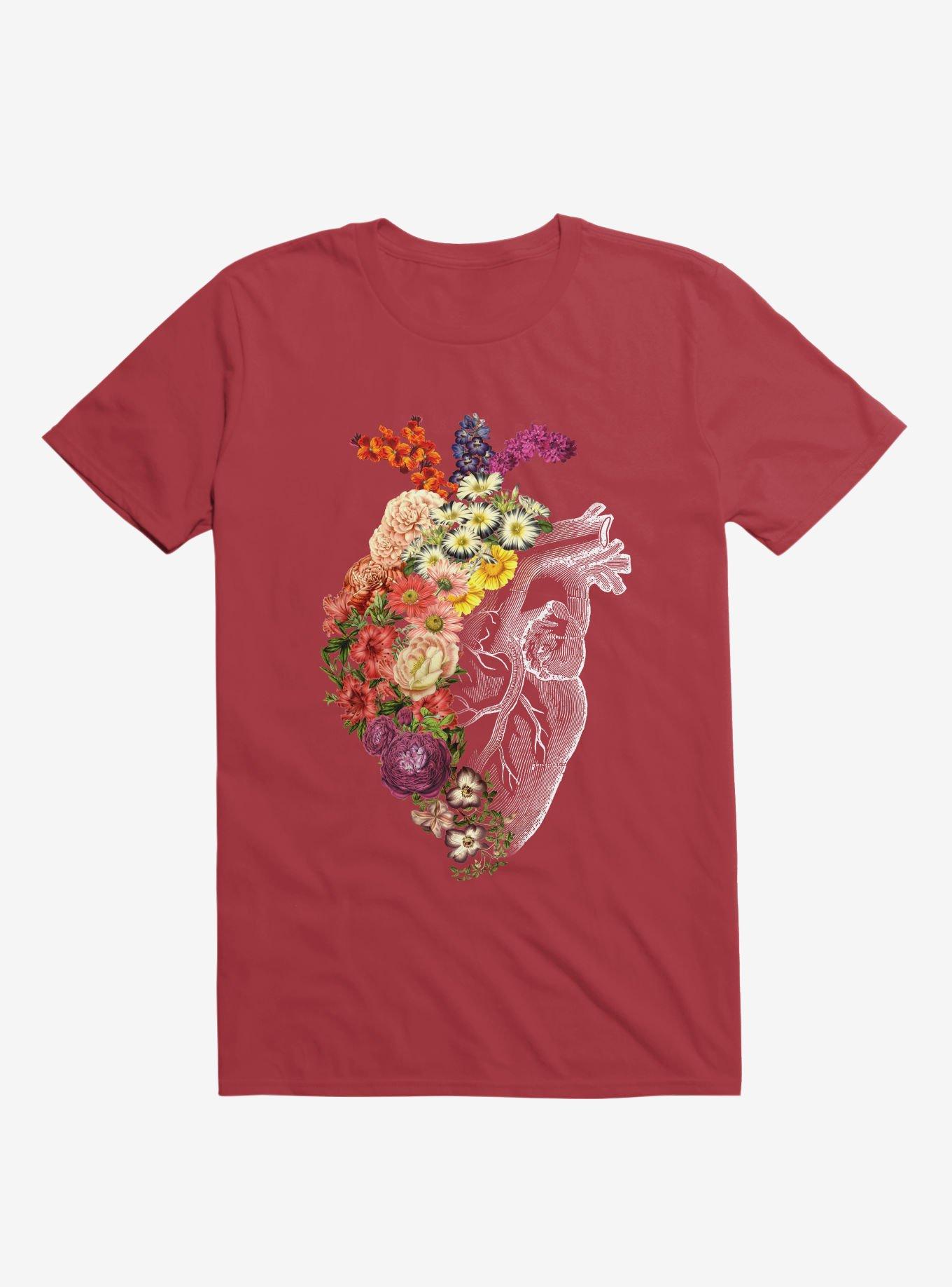 Flower Heart Spring T-Shirt, RED, hi-res