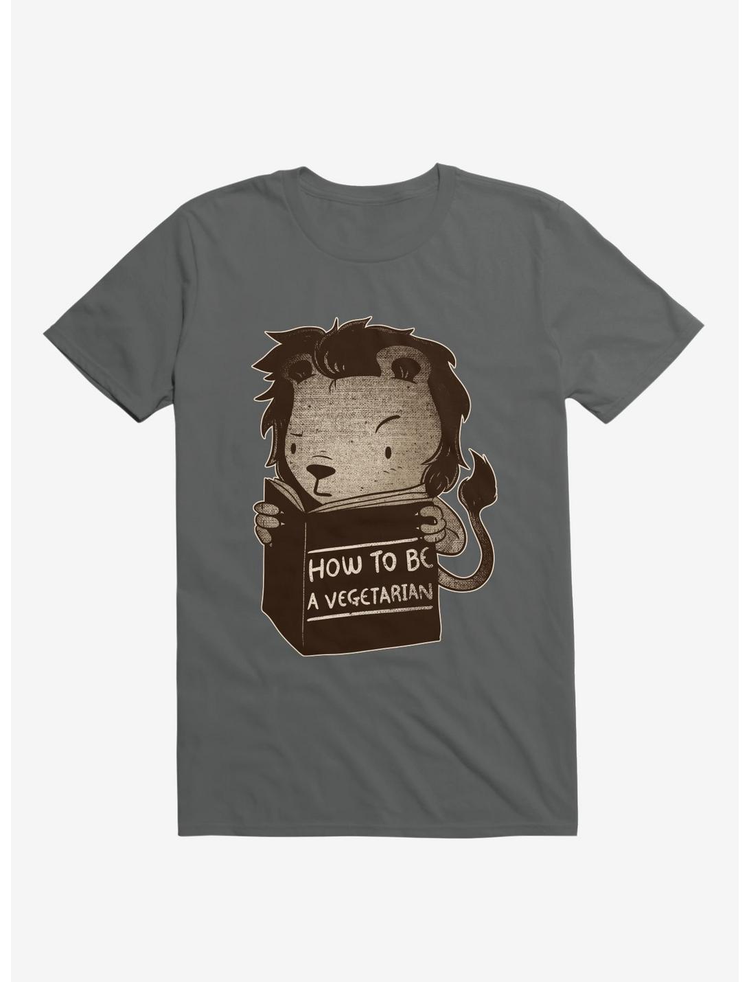 Lion Book How To Be Vegetarian T-Shirt, CHARCOAL, hi-res
