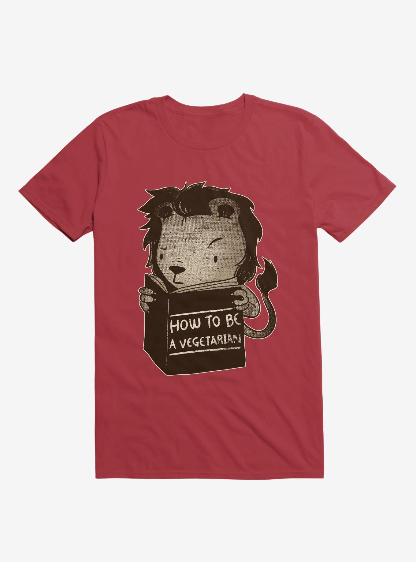Lion Book How To Be Vegetarian T-Shirt, RED, hi-res