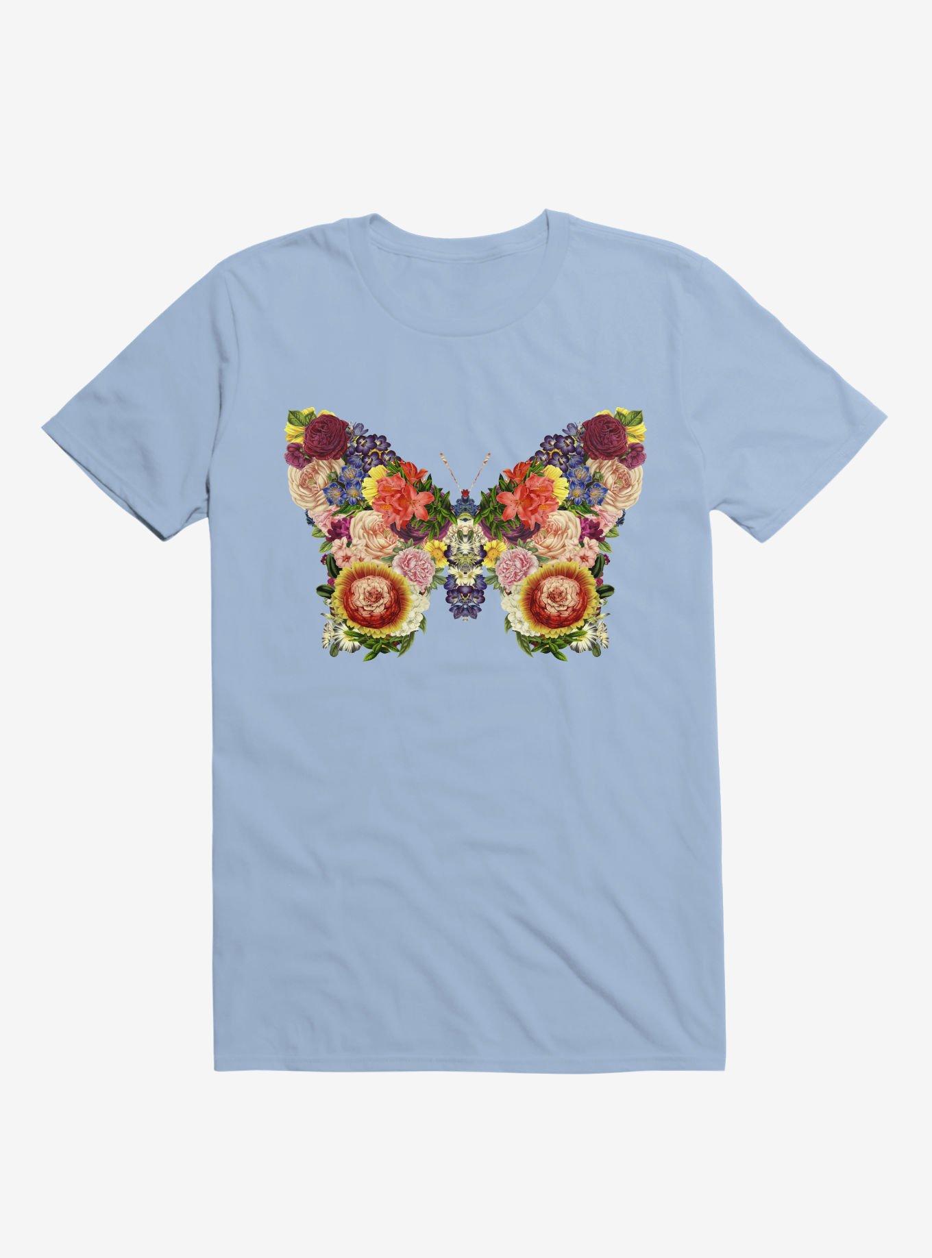 Spring Butterfly Floral T-Shirt, LIGHT BLUE, hi-res