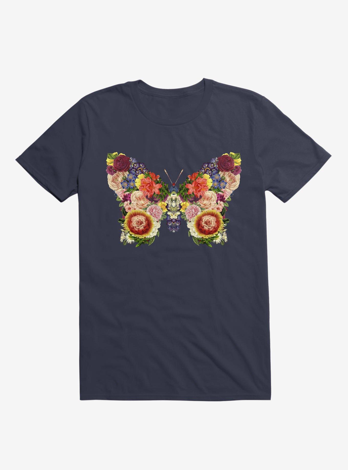 Spring Butterfly Floral T-Shirt, NAVY, hi-res