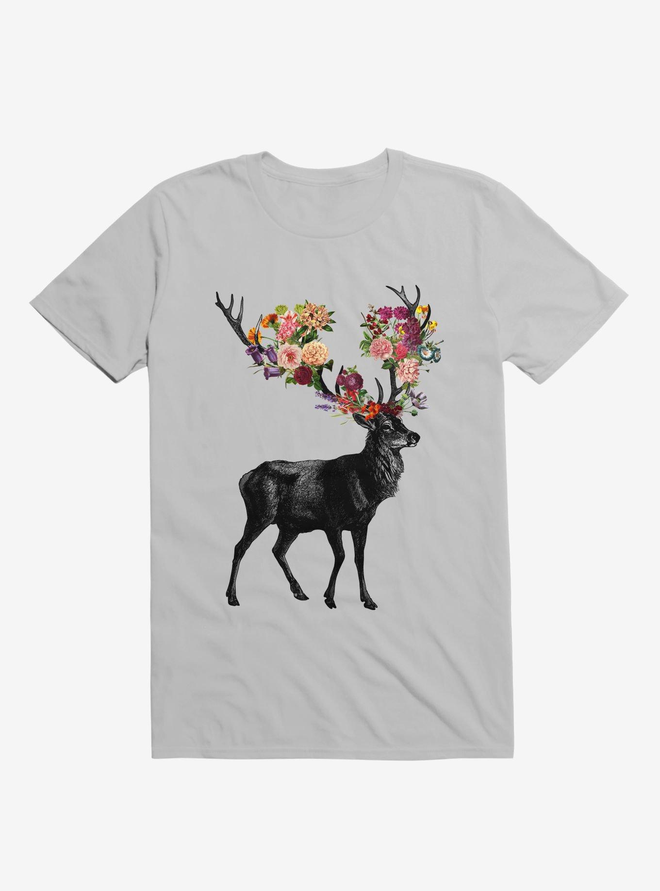 Spring Itself Deer Floral T-Shirt, ICE GREY, hi-res