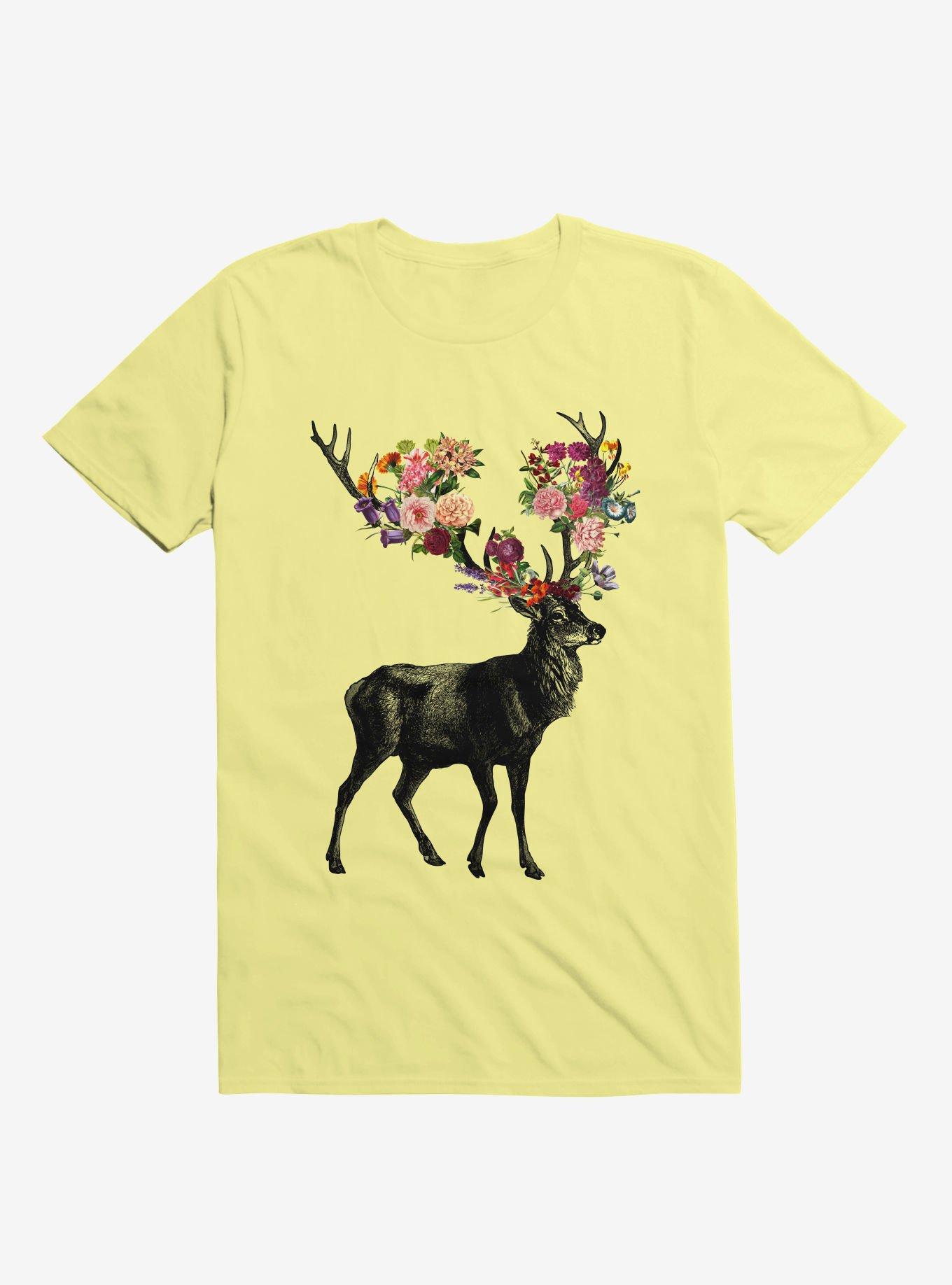 Spring Itself Deer Floral T-Shirt, CORN SILK, hi-res