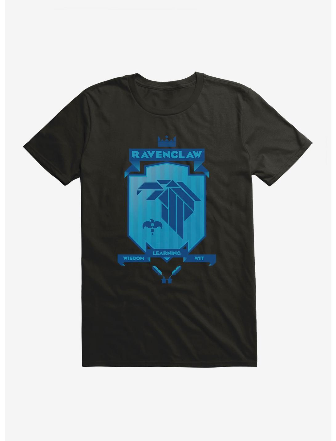 Harry Potter Ravenclaw Blue Pixel Shield Logo T-Shirt, BLACK, hi-res