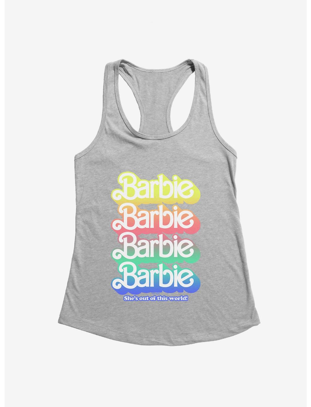 Barbie Pastel Rainbow She's Out Of This World Logo Girls Tank, , hi-res