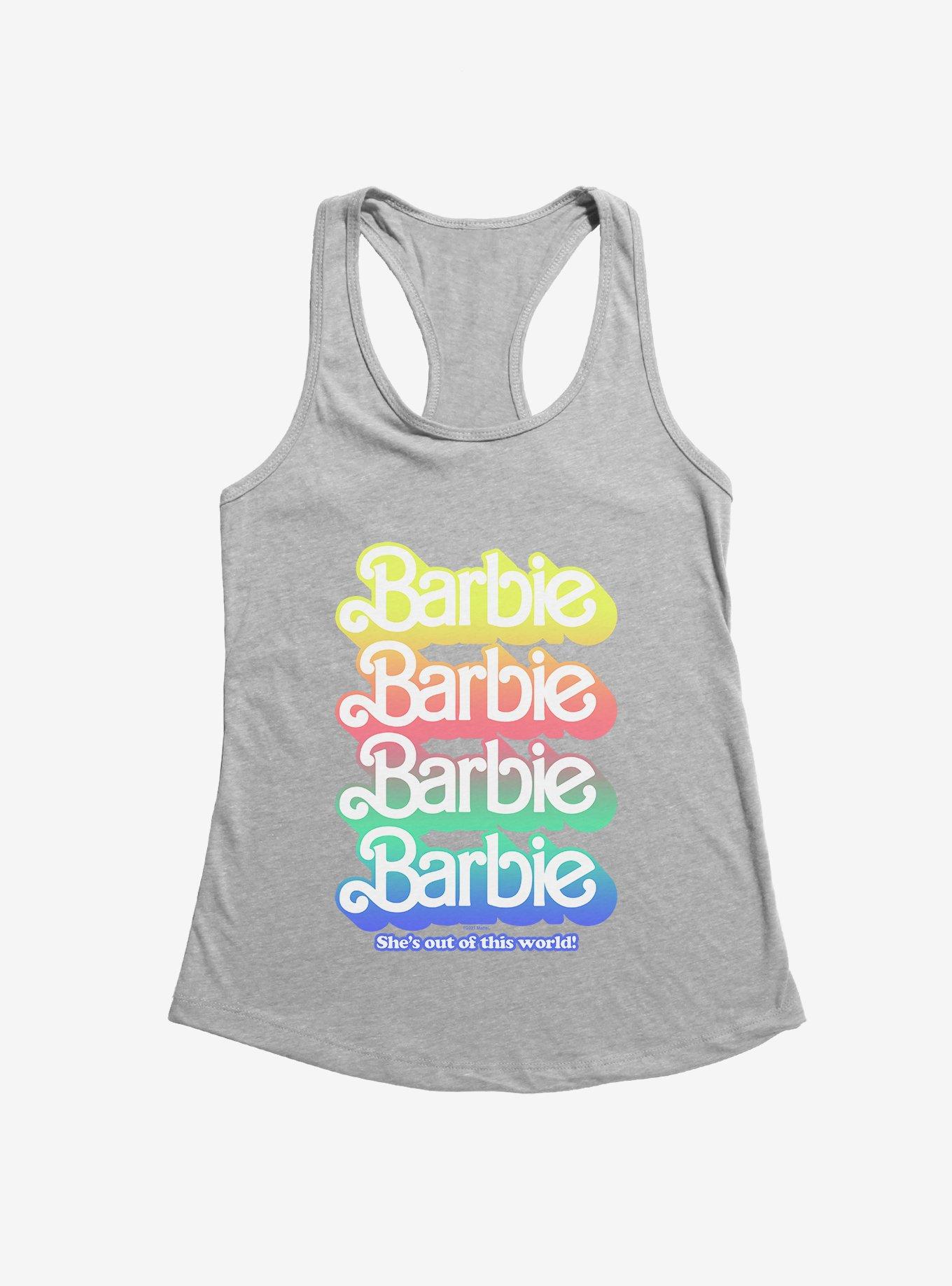 Barbie Pastel Rainbow She's Out Of This World Logo Girls Tank, , hi-res