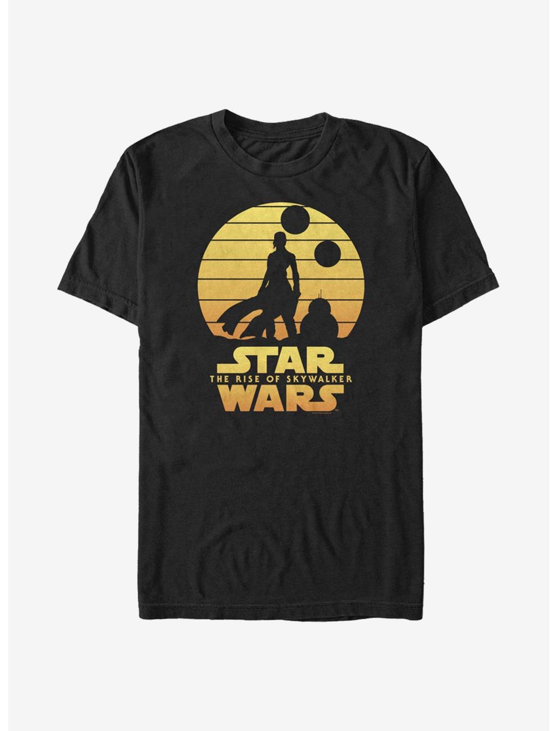 Star Wars: The Rise Of Skywalker Rey BB-8 Sunset T-Shirt, BLACK, hi-res